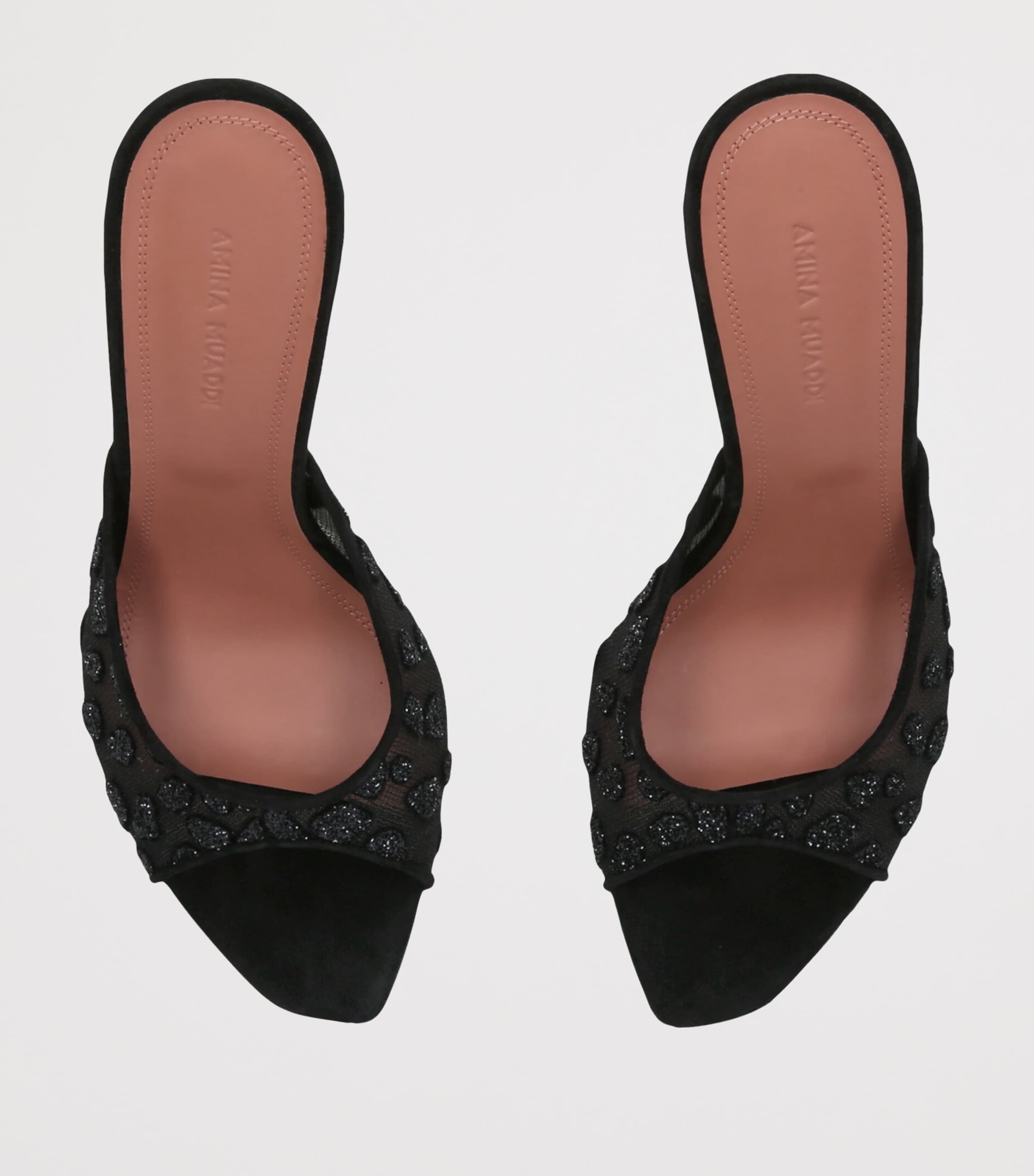 Amina Muaddi Black Lace Alexa Heeled Mules 95 | Harrods US