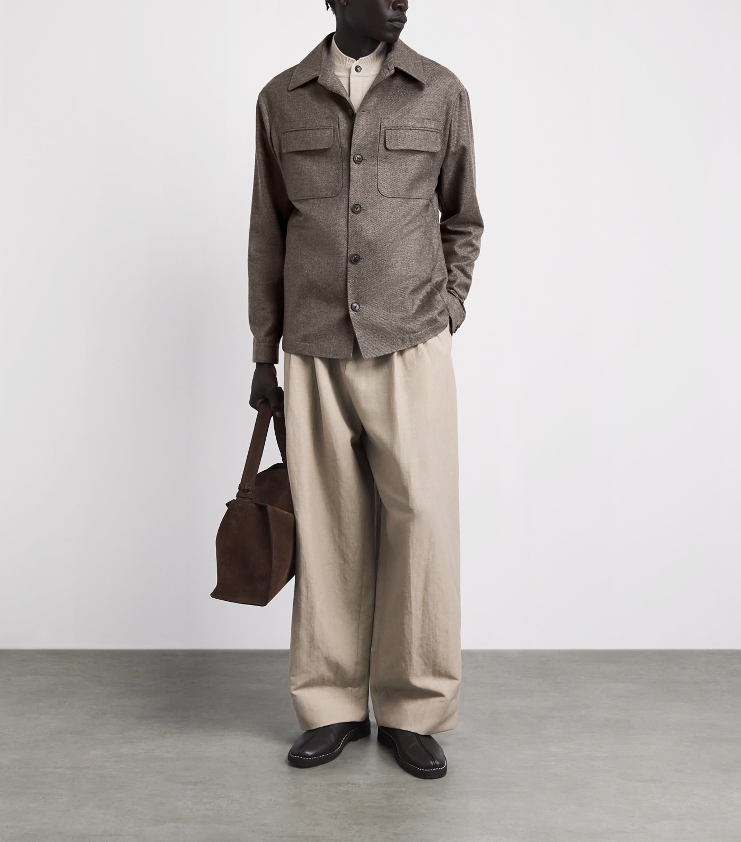 Pal Zileri Mens Twill Overshirt Light Brown Image 2