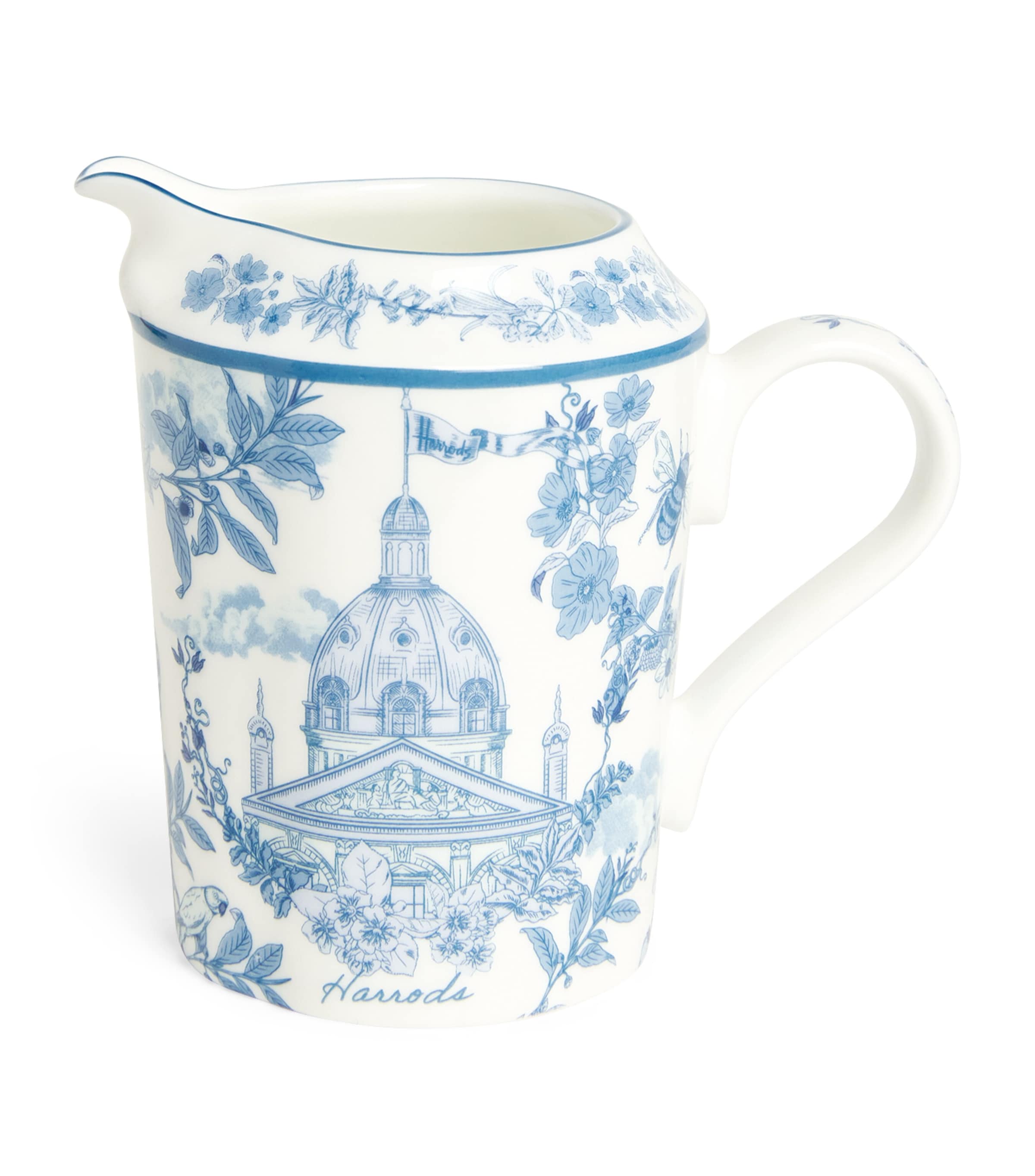 Harrods Bone China Toile Creamer In Blue