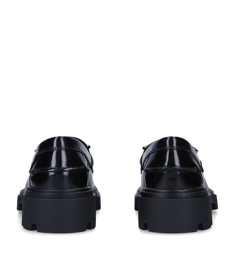 Leather Lug-Sole Loafers BLACK Image 2