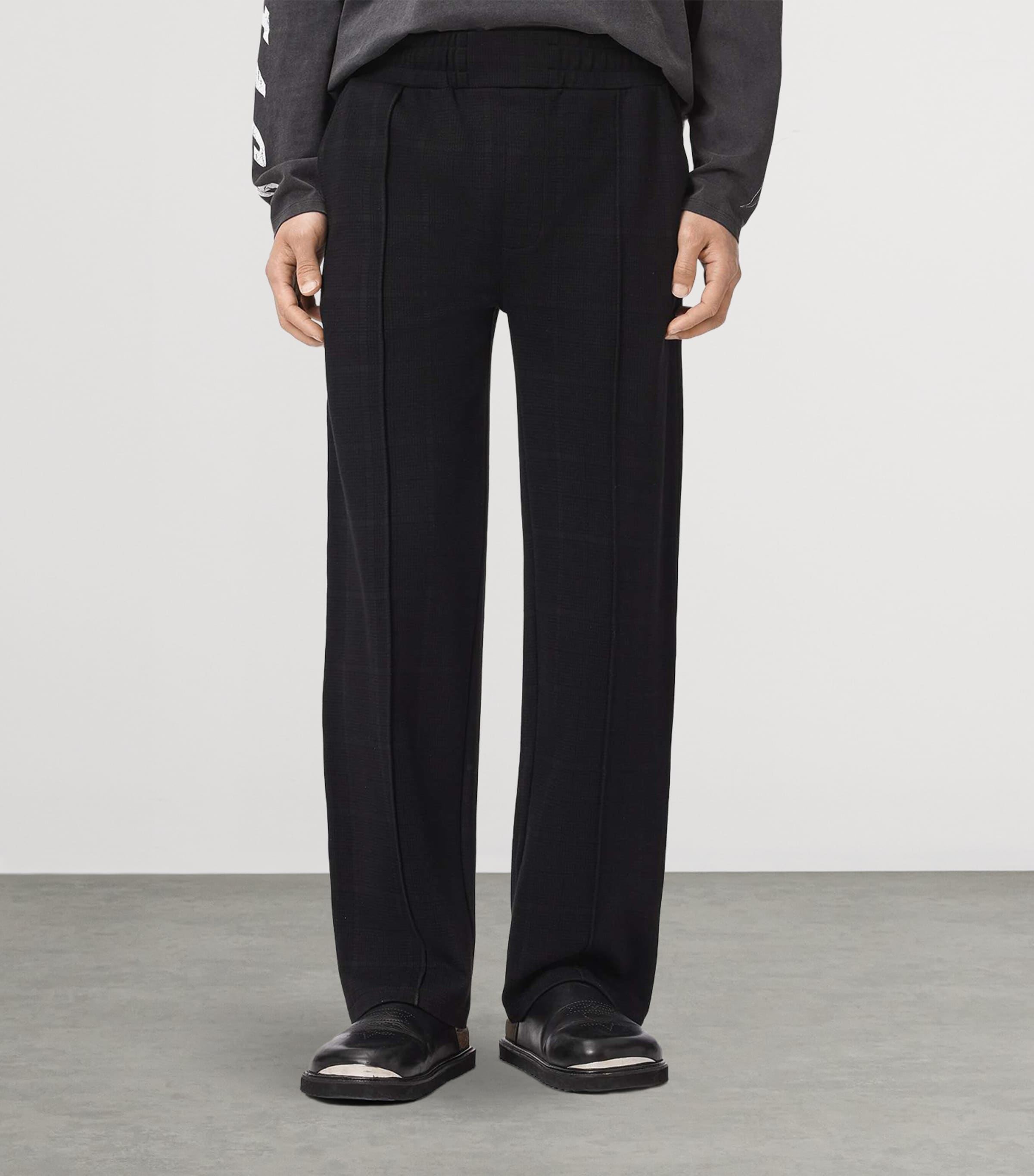 AllSaints Mens Harris Straight Sweatpants Check Black Image 3