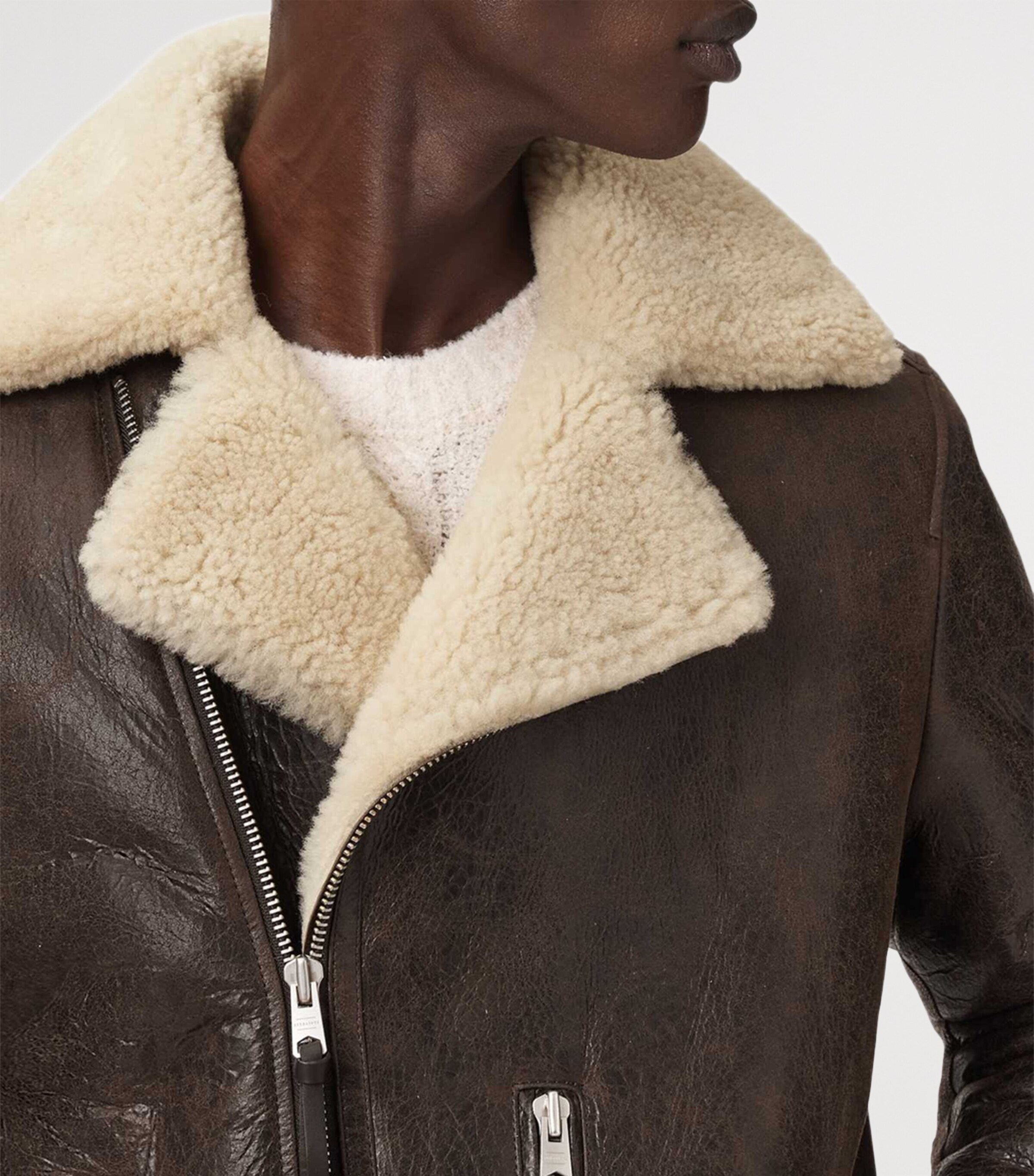 Leather Xylon Biker Jacket BARKWOOD BROWN Image 7