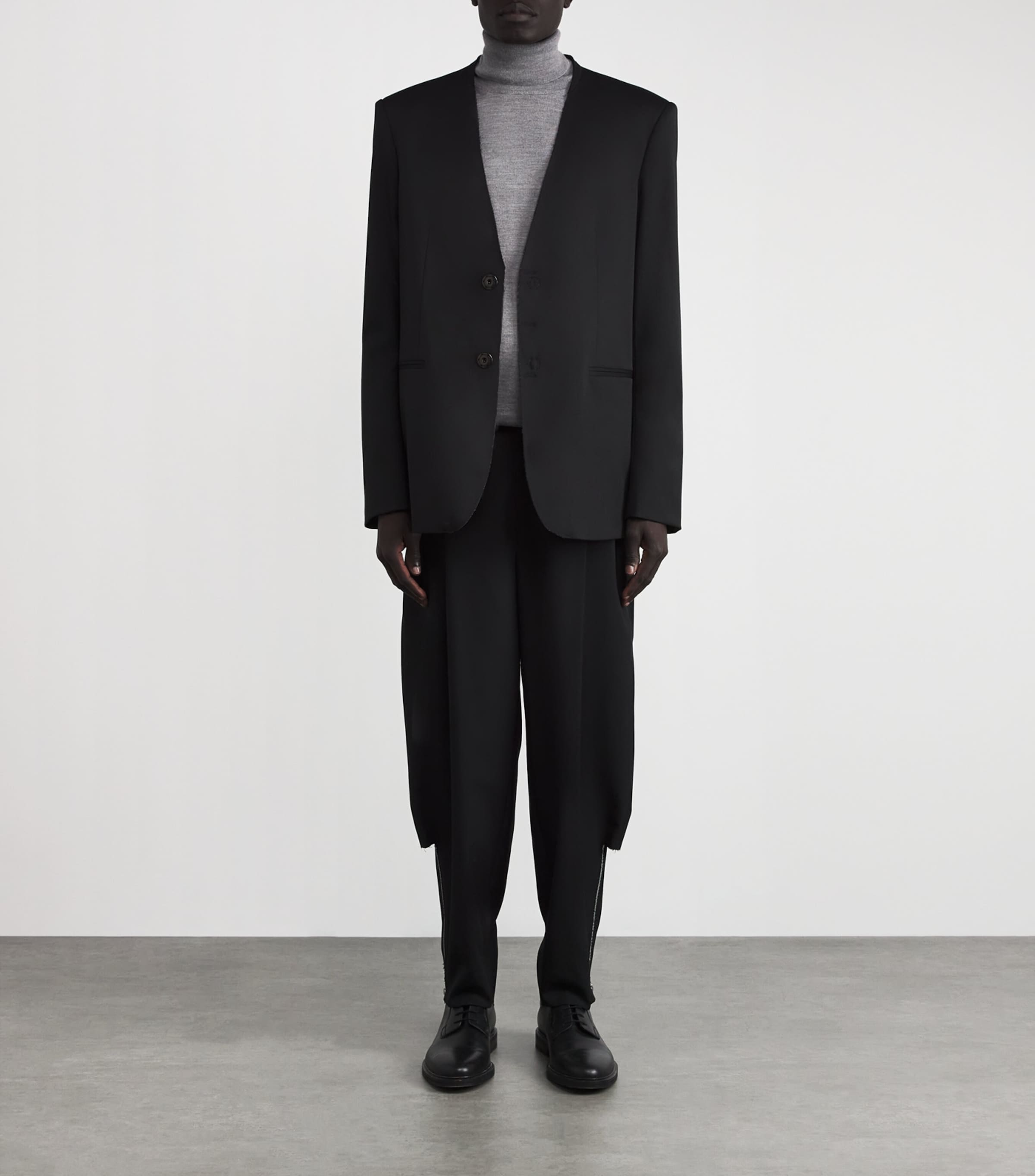 Virgin Wool-Blend Rollneck Sweater 816M - GREY MELANGE Image 2