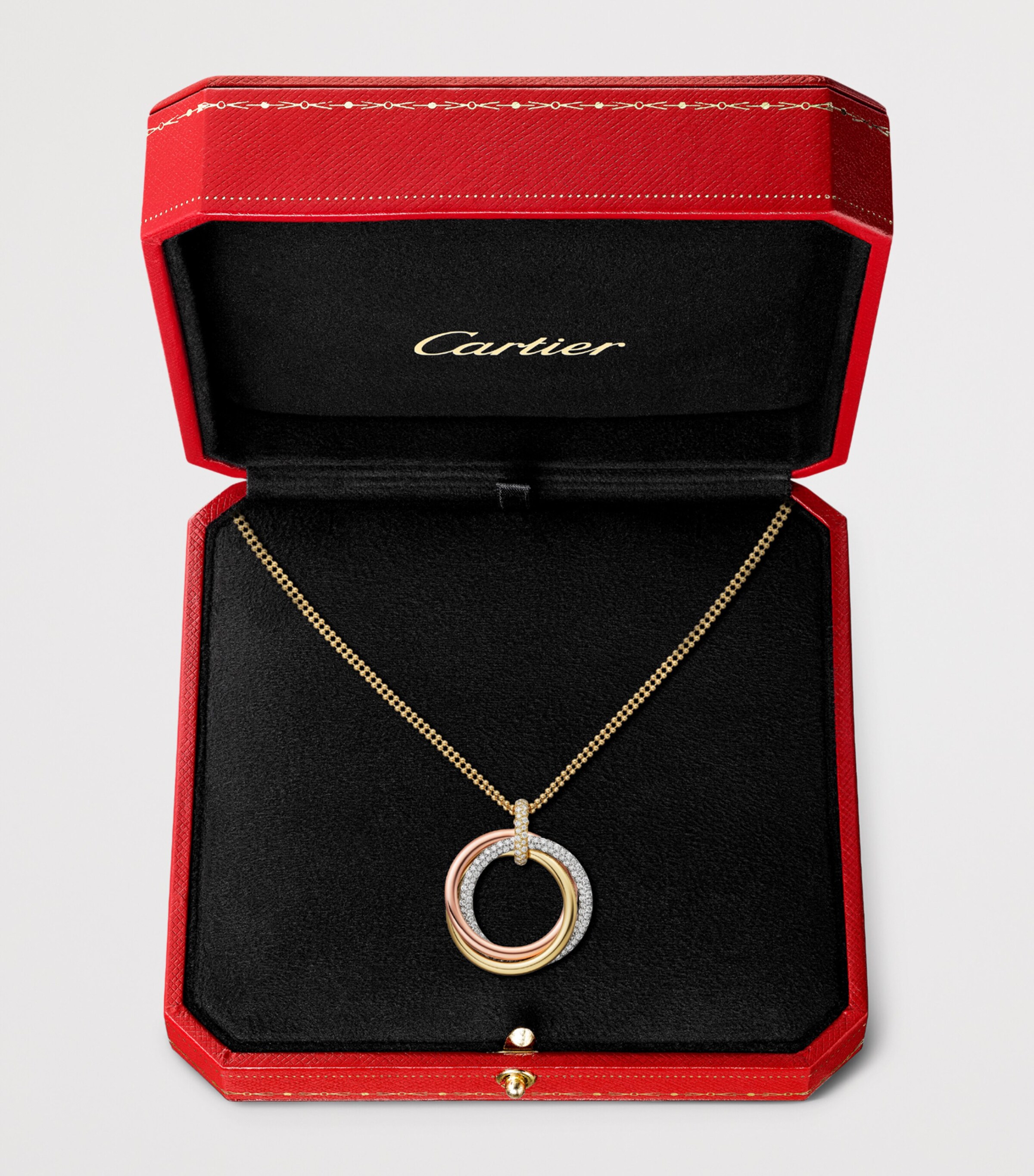 Cartier Large White, Rose, Yellow Gold and Diamond Trinity Necklace Mixed Gold Image 6