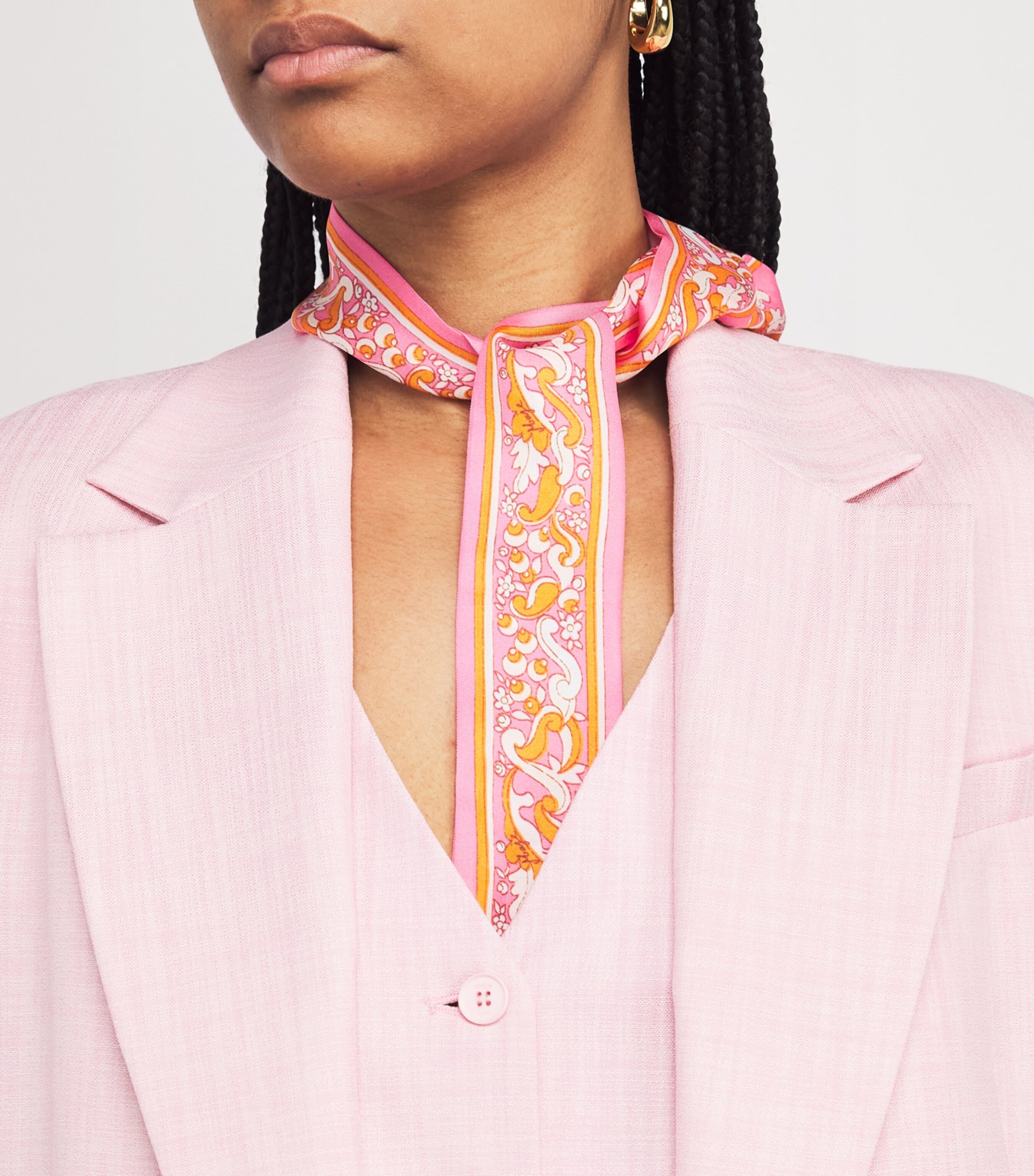 Silk Floral Print Scarf PINK Image 3