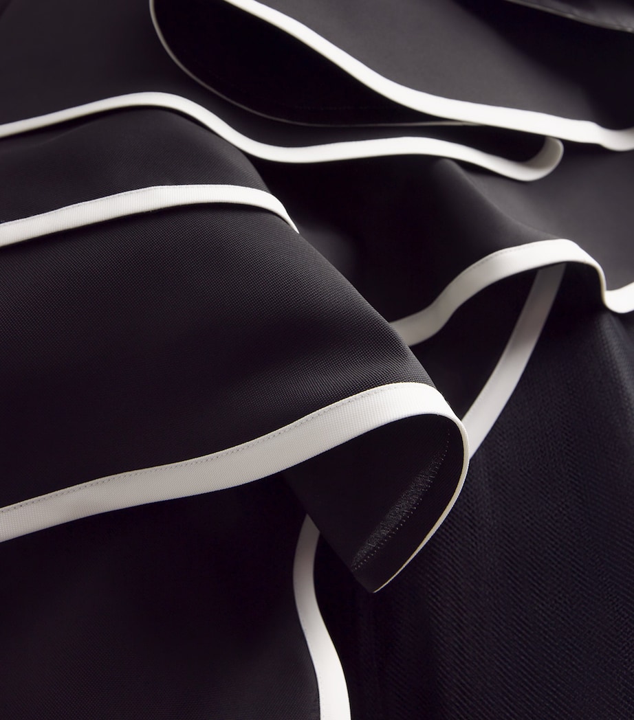 Strapless Ruffled Asymmetric Gown 003 BLACK/WHITE Image 5