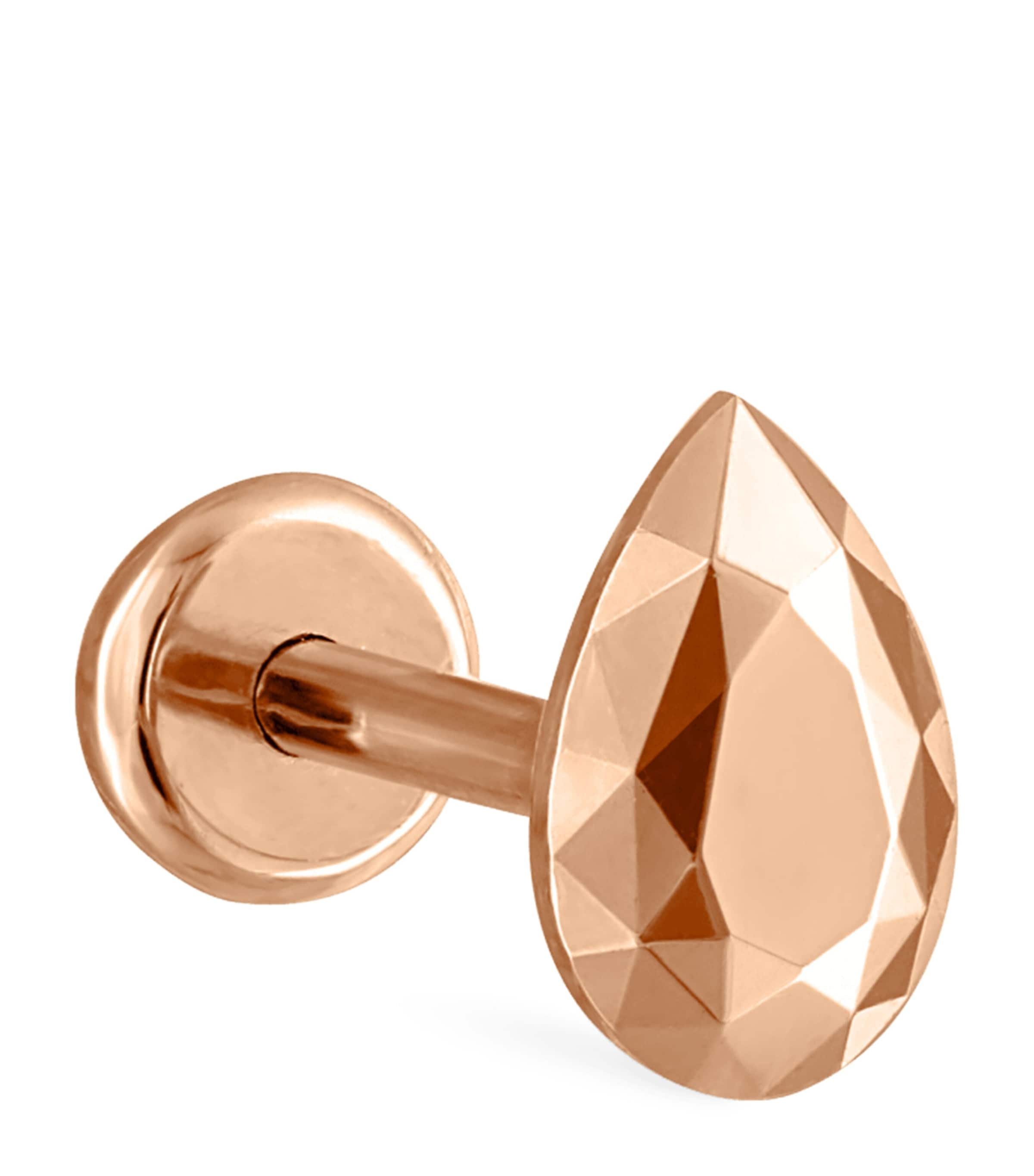 Maria Tash Faceted Pear Threaded Stud Earring In Rose Gold