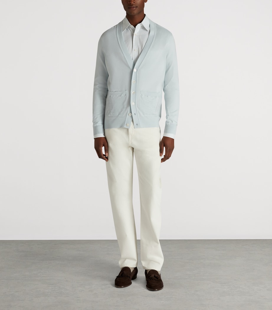 Superfine Cashmere Cardigan 476AQUA Image 2