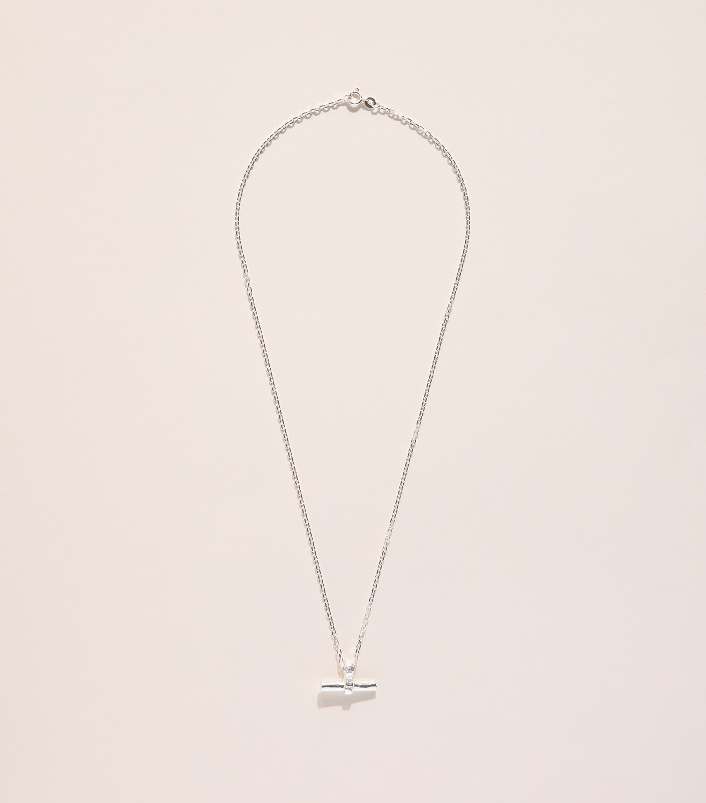 THE OUZE Sterling Silver T-Bar Necklace Silver Image 3