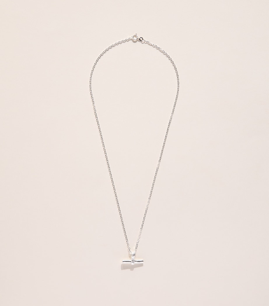 THE OUZE Sterling Silver T-Bar Necklace Silver Image 3