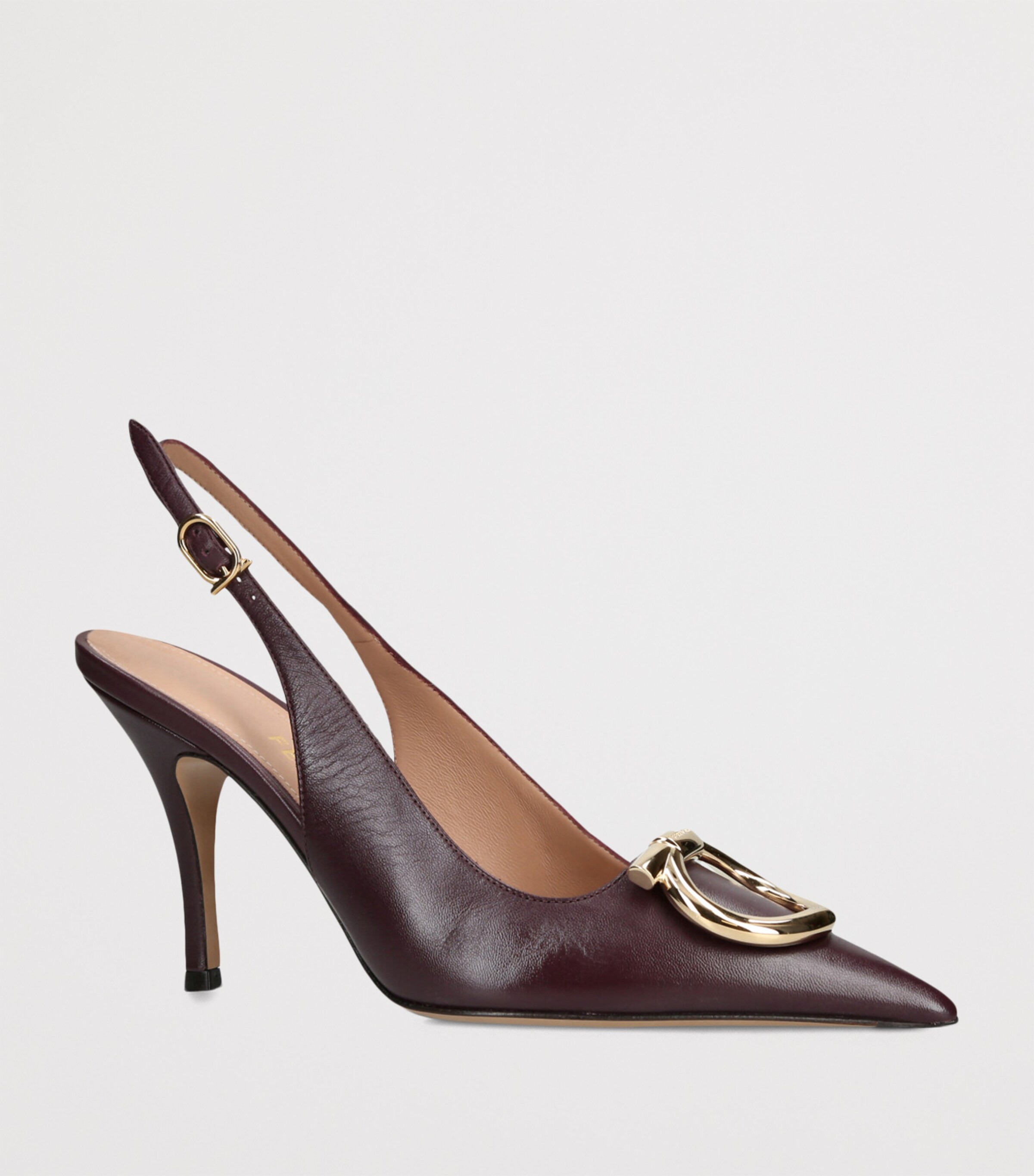 Salvatore Ferragamo Leather Sara Slingback Heels 95 Wine Image 3