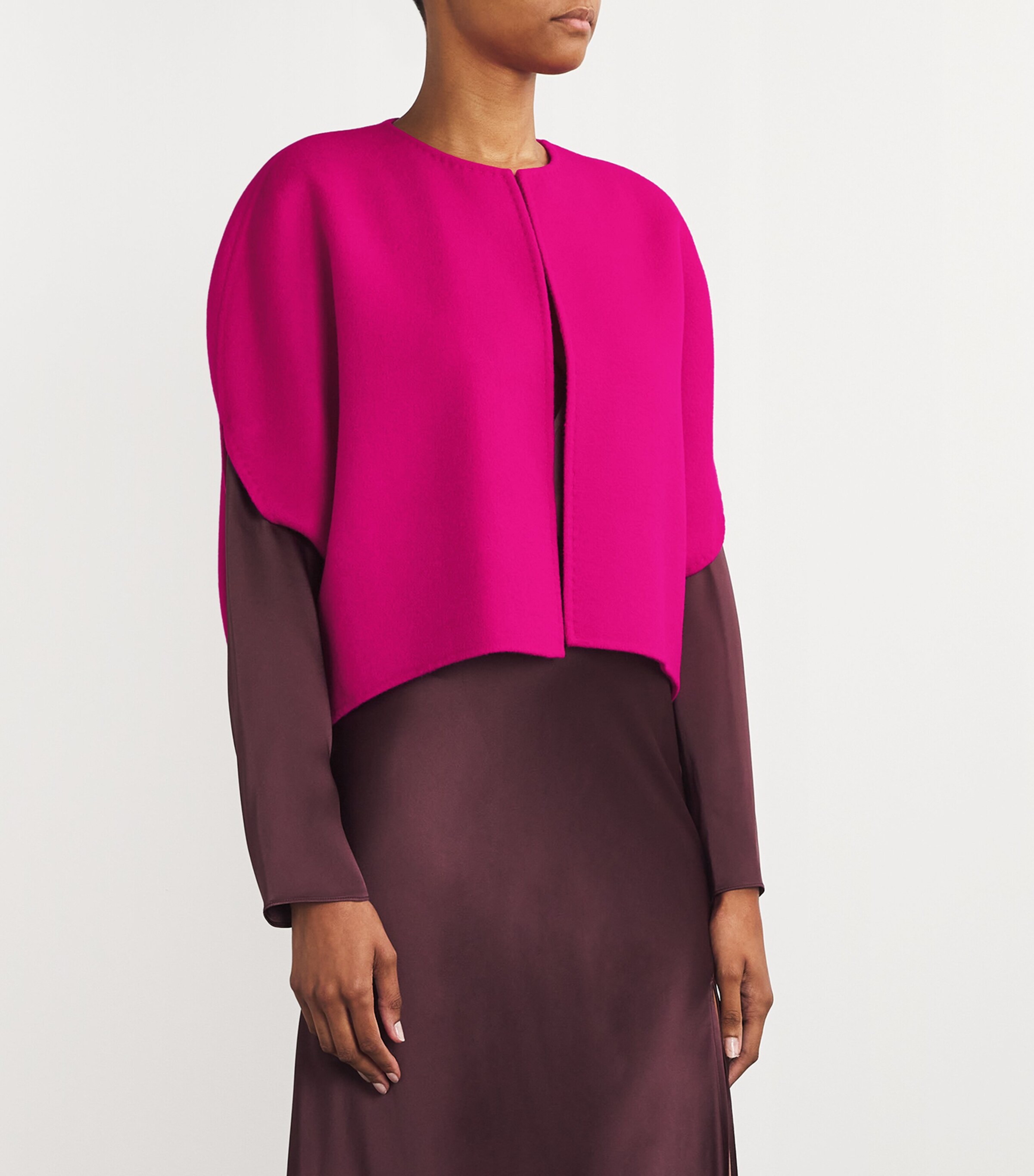 Wolk Morais Womens Cashmere Cocoon Cape Magenta Image 3