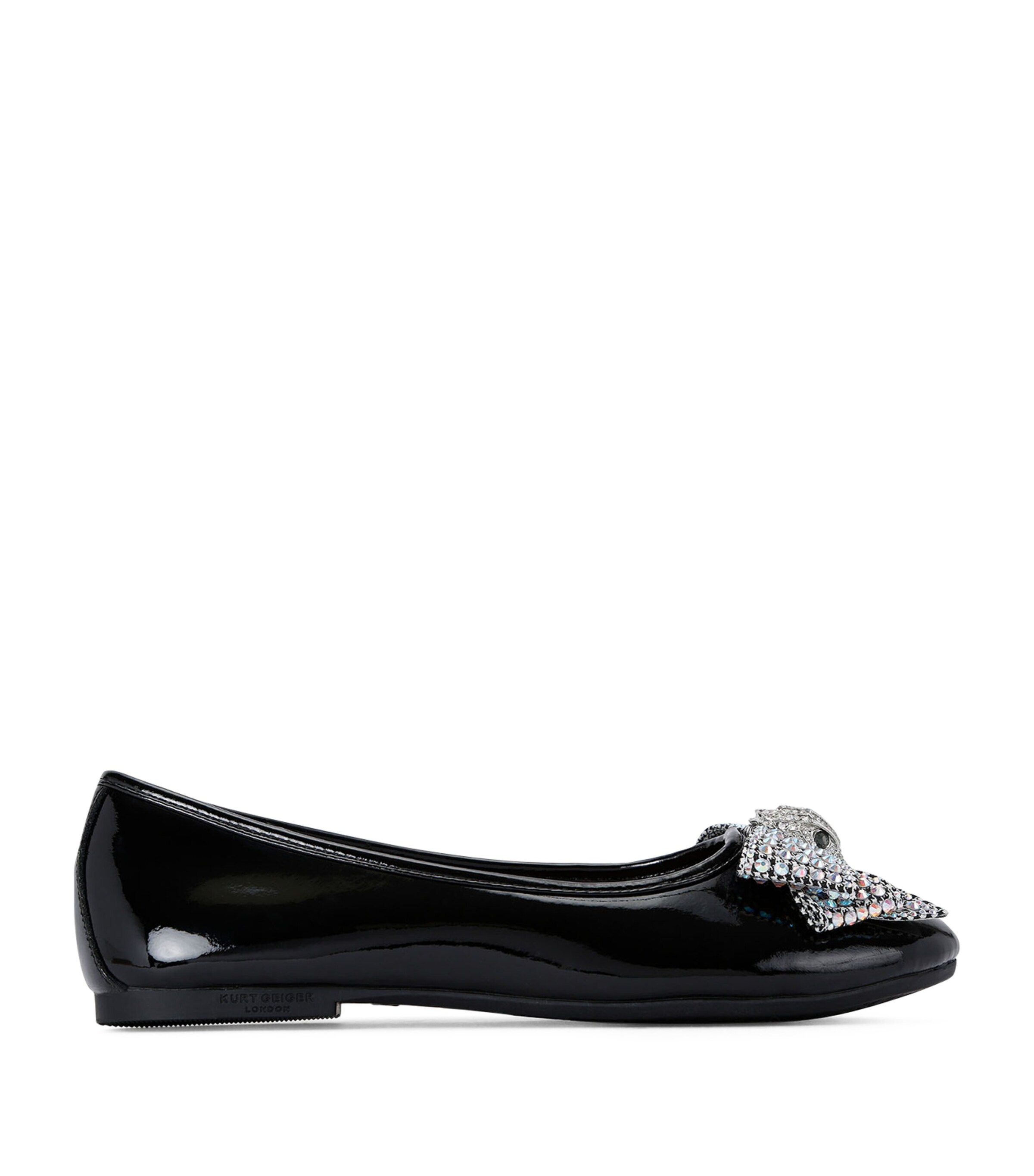 KURT GEIGER PATENT LEATHER MINI EAGLE BOW BALLET FLATS