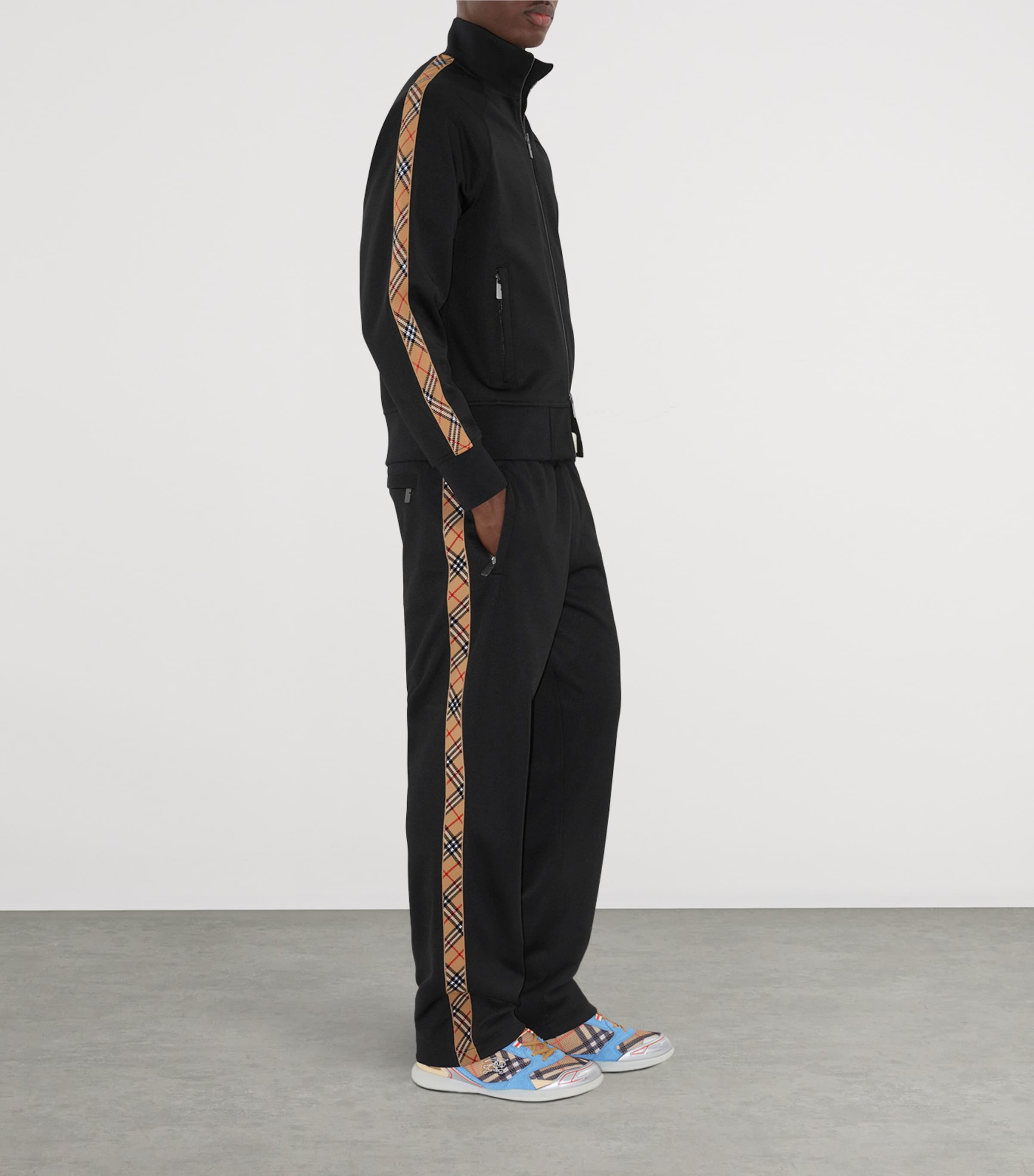 Check-Trim Track Pants BLACK Image 4