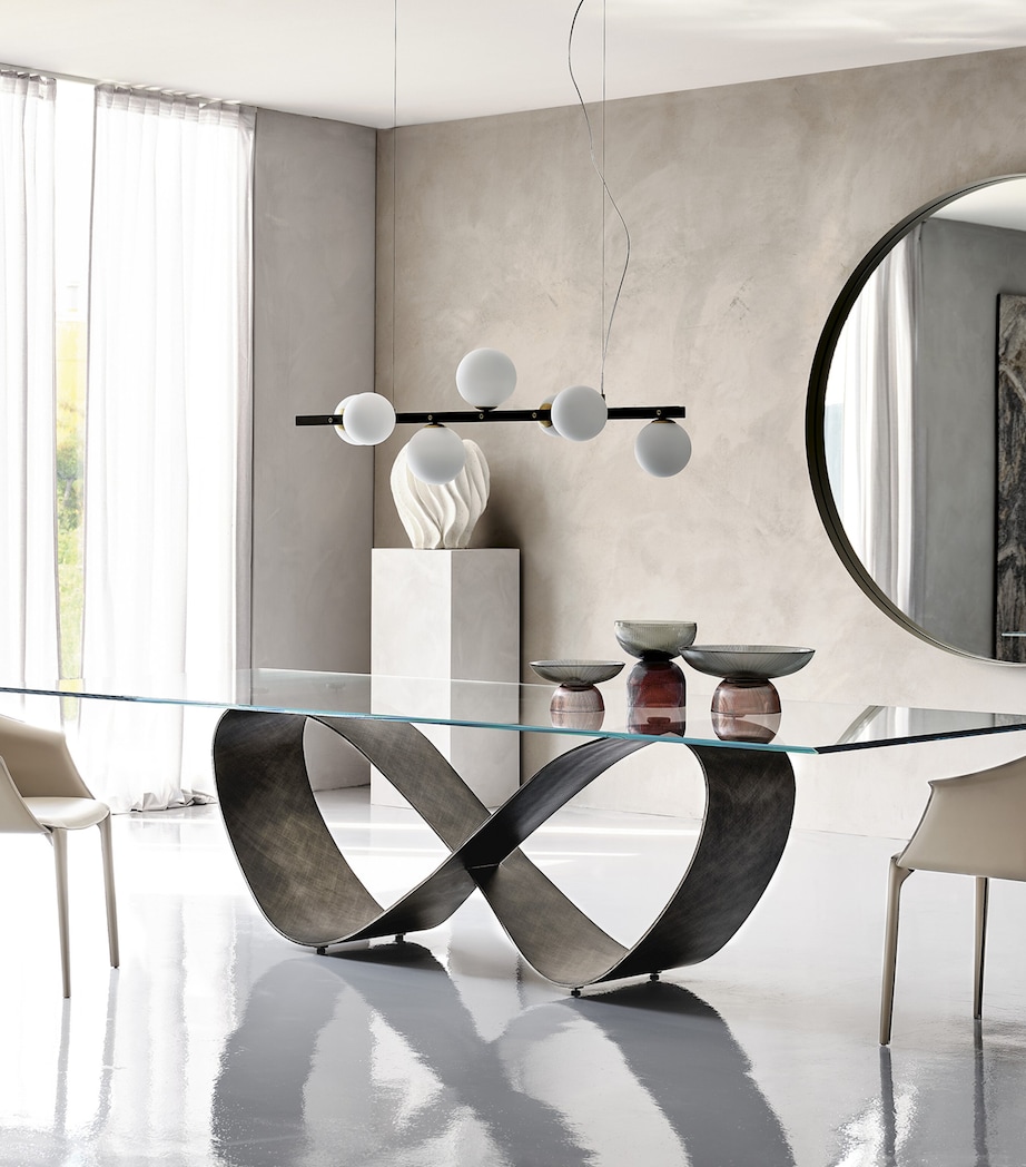 Steel and Glass Butterfly Dining Table BRUSHED GREY Image 3