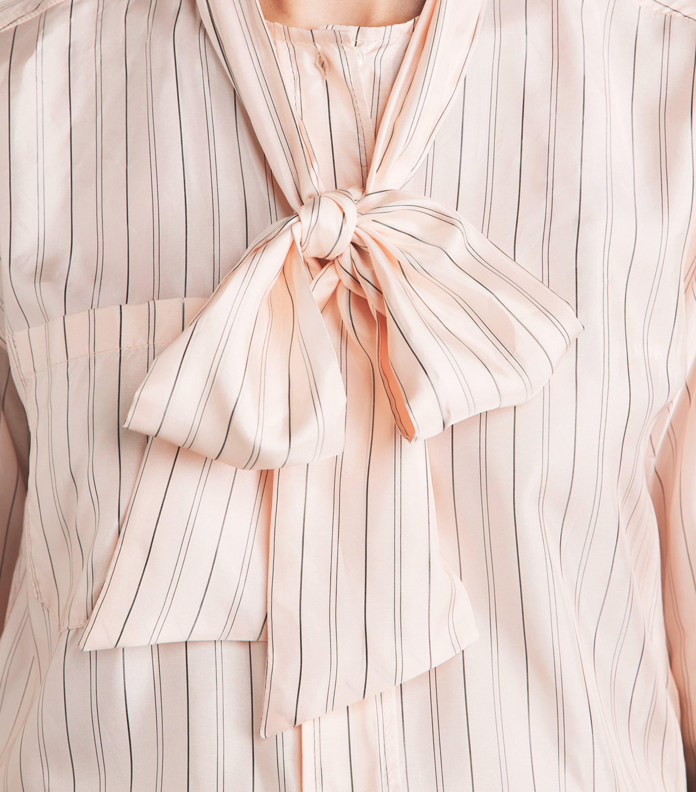 Sandro Paris Womens Pussybow Stripe Shirt Light Pink Image 3