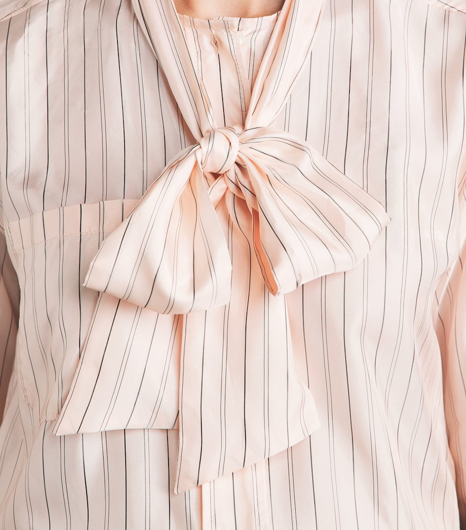 Sandro Paris Womens Pussybow Stripe Shirt Light Pink Image 3