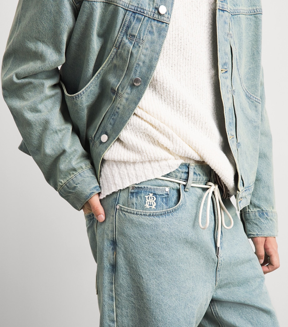 about:blank Mens Shoelace Belt Wide-Leg Jeans Murky Wash Image 3