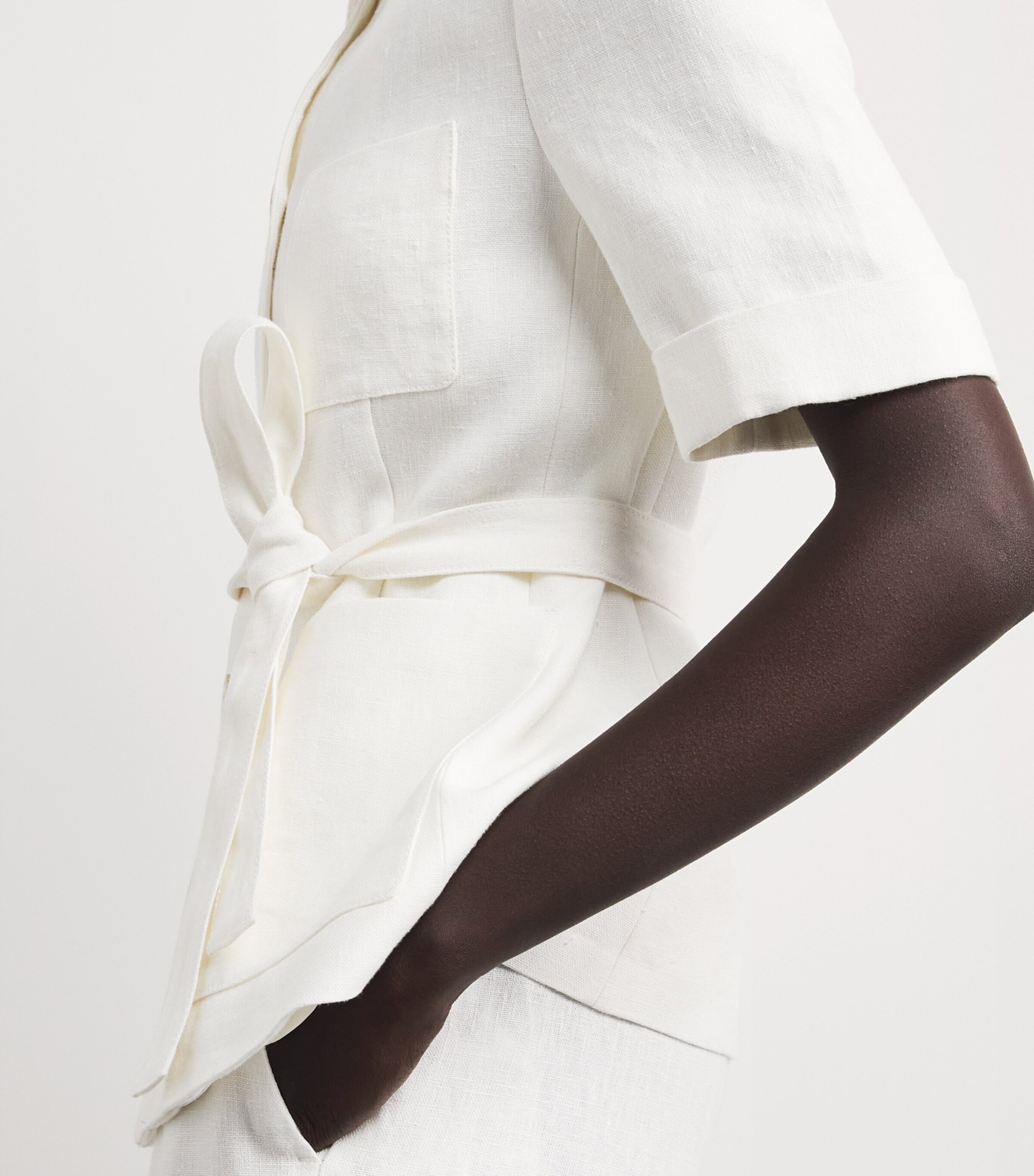 Eleventy Womens Linen Single-Breasted Shirt Jacket Bianco Image 3