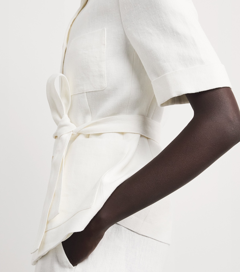 Eleventy Womens Linen Single-Breasted Shirt Jacket Bianco Image 3