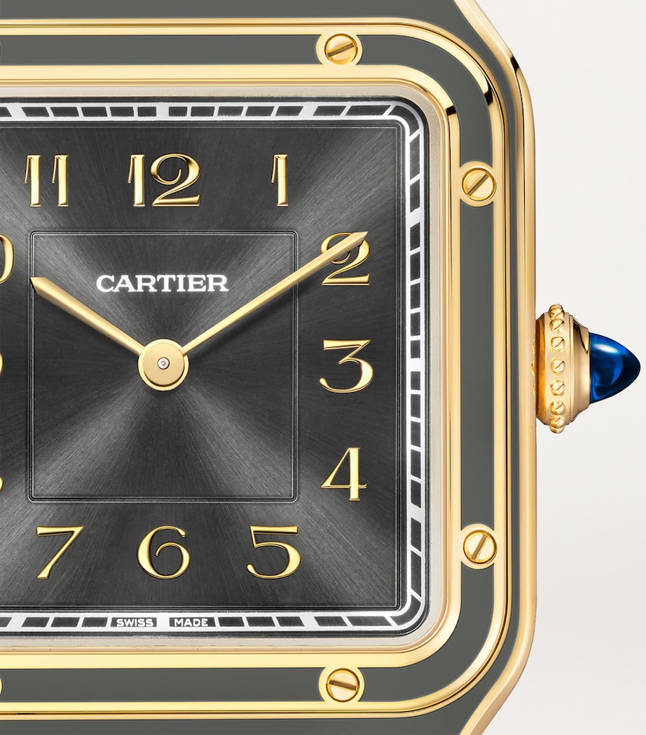 Large Yellow Gold and Sapphire Santos-Dumont Watch 43.5mm YELLOW GOLD Image 4