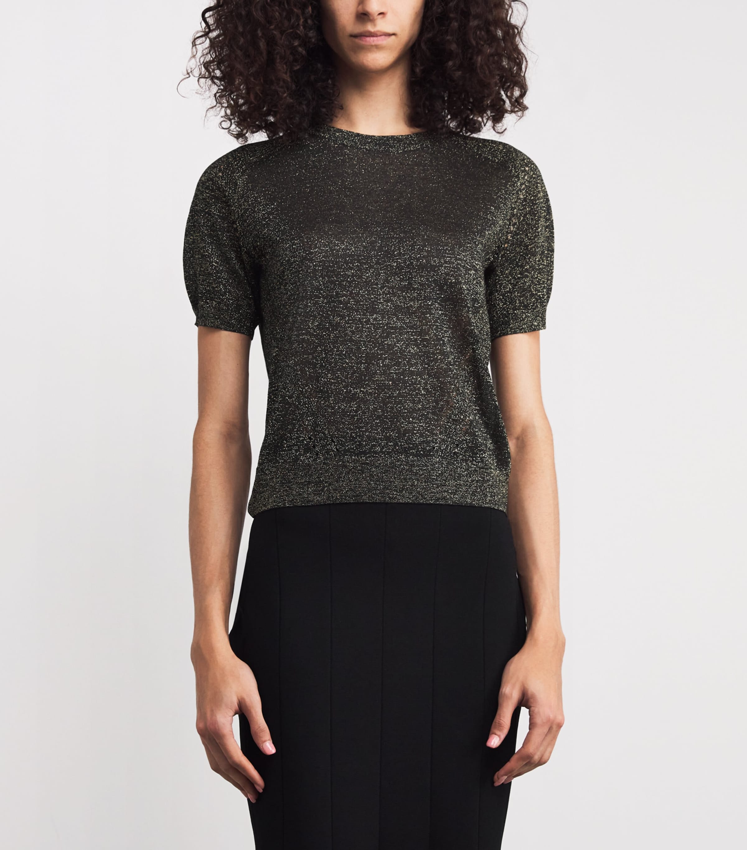 Metallic Lurex Lille Top BLACK/GILT Image 3