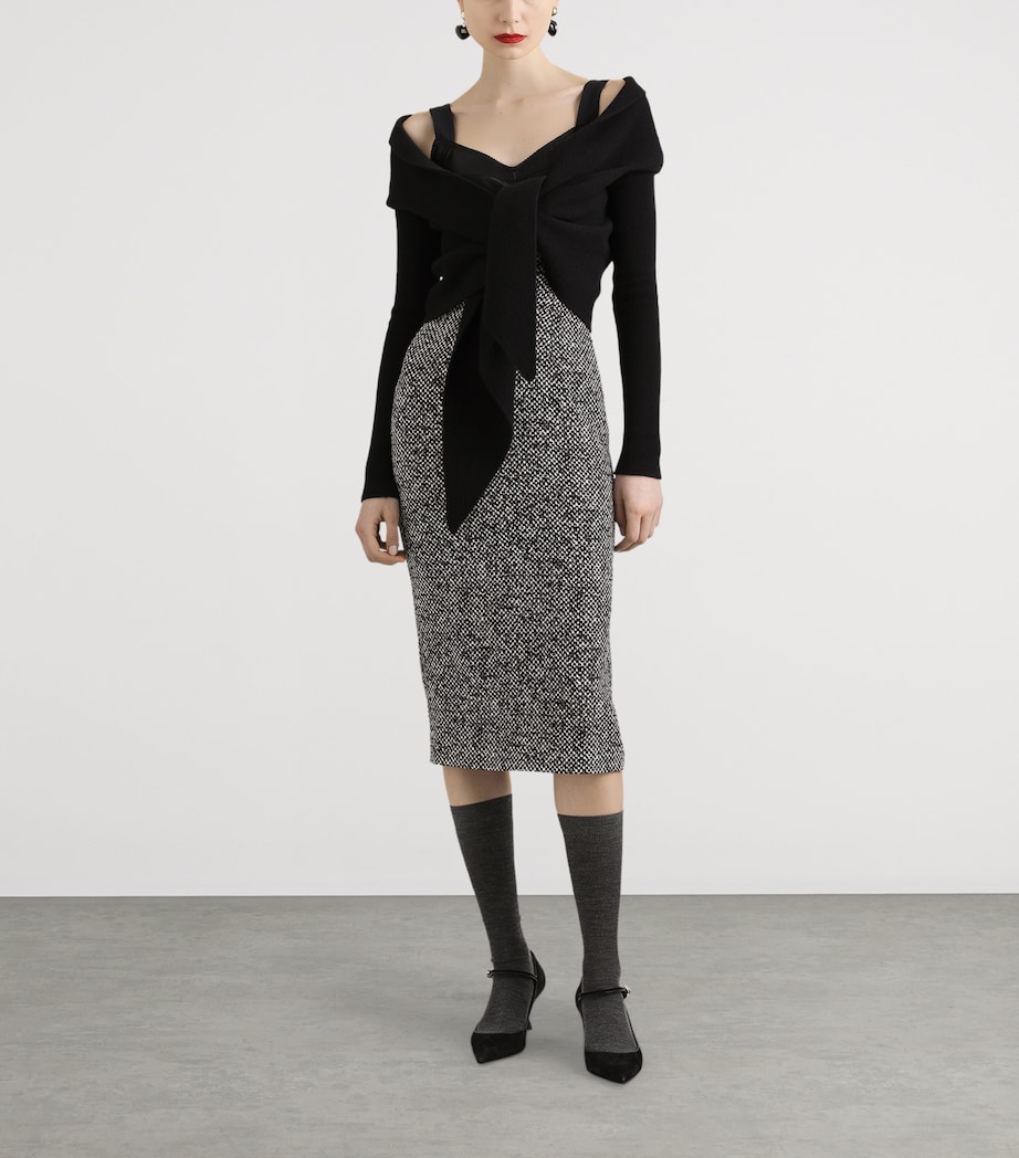 Silk Bustier Midi Dress DAMIER BCO/NERO Image 2