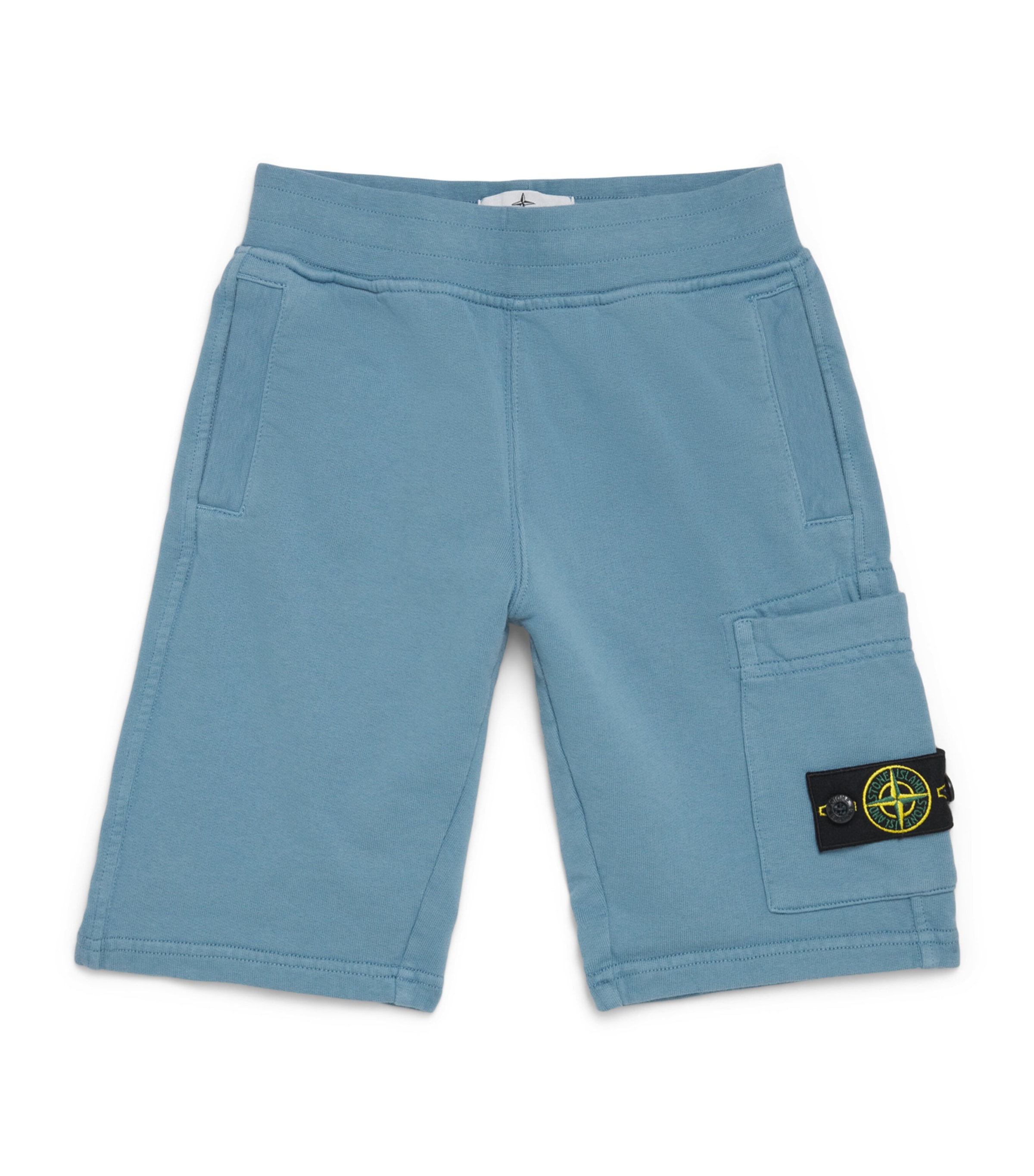Stone Island Junior Cotton Logo Sweat Shorts (2-14 Years) Blue Image 1