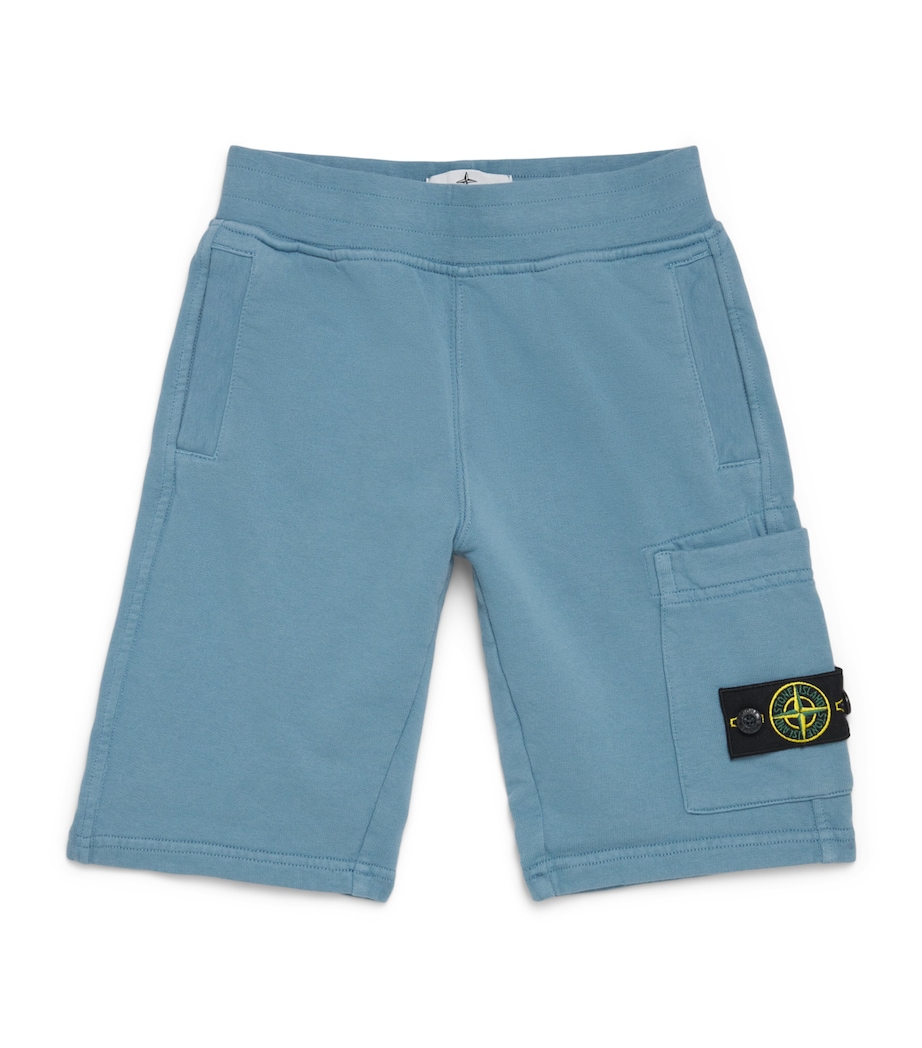 Stone Island Junior Cotton Logo Sweat Shorts (2-14 Years) Blue Image 1