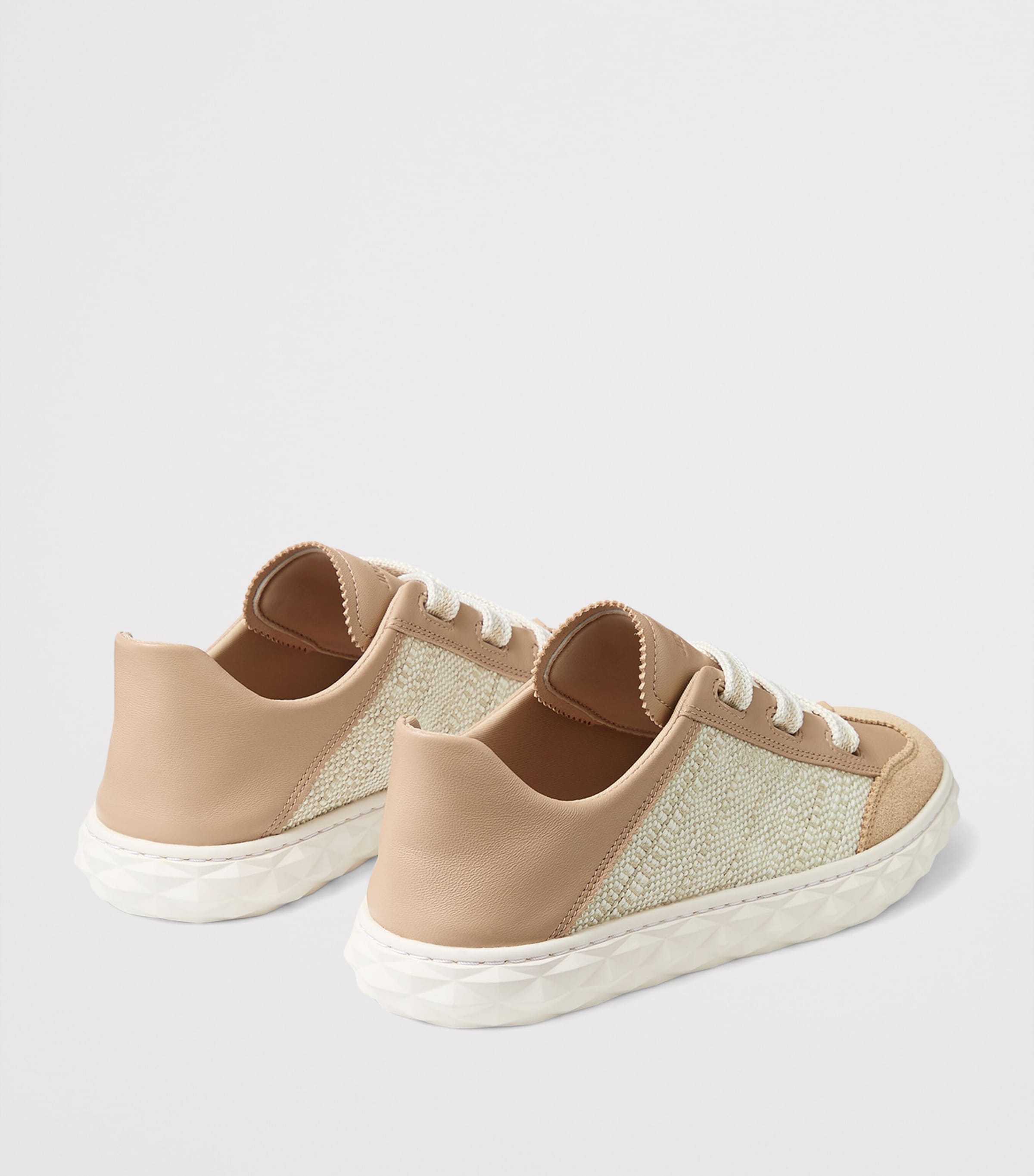 Jimmy Choo Diamond Light Flex Leather Woven Sneakers V Chai/natural Image 4