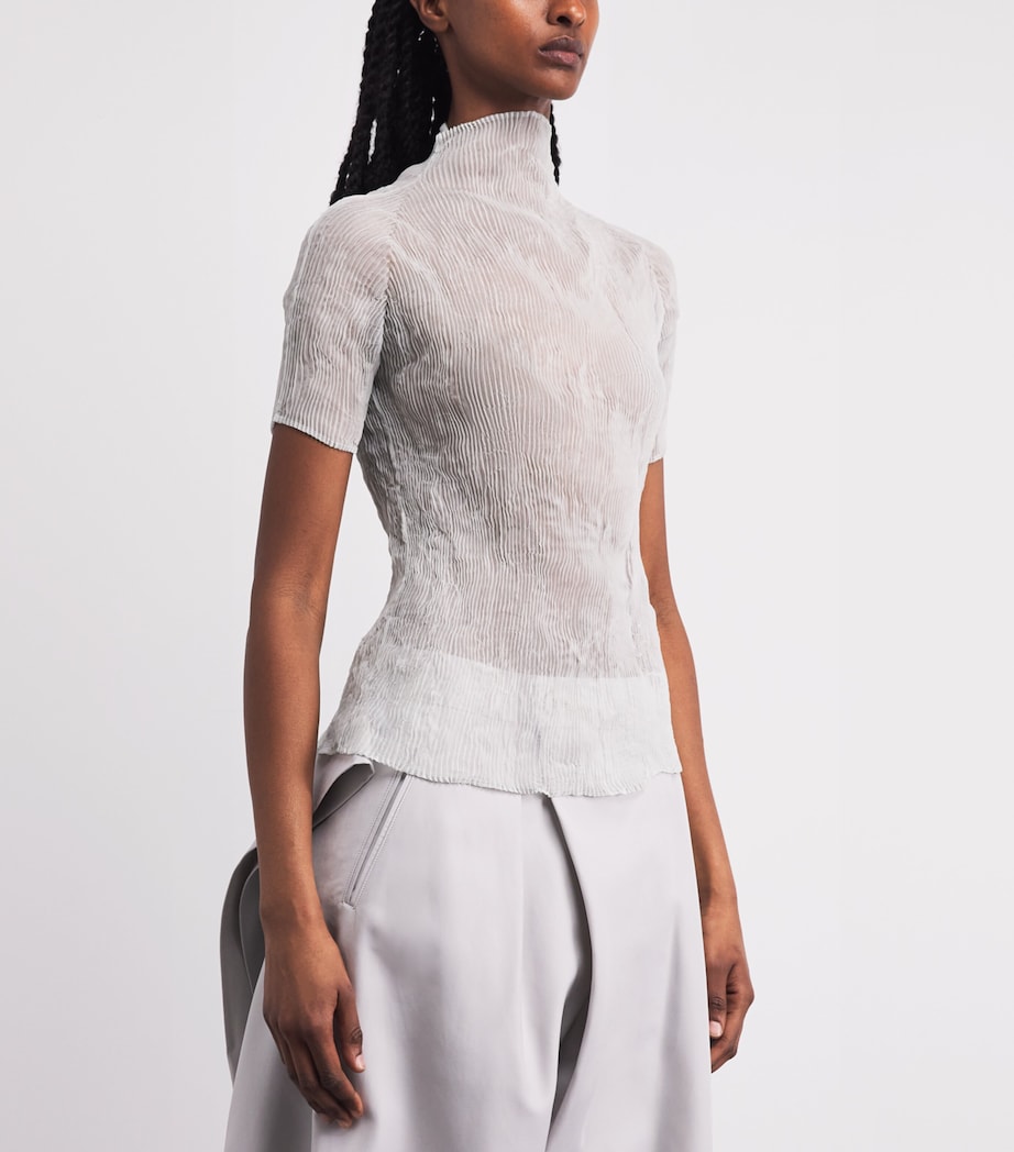 Issey Miyake Womens Chiffon Twist 3 Top Light Grey Image 4