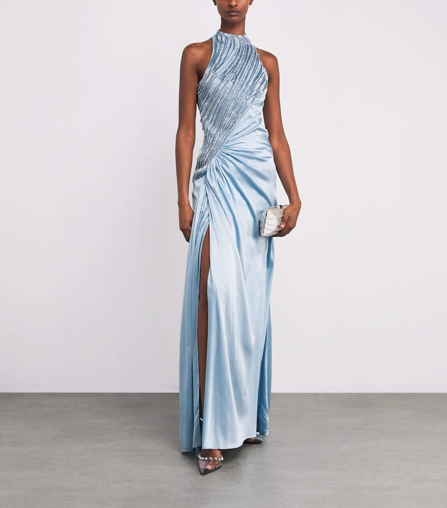 Silk-Blend Embellished Nephele Gown CLOUD BLUE Image 2