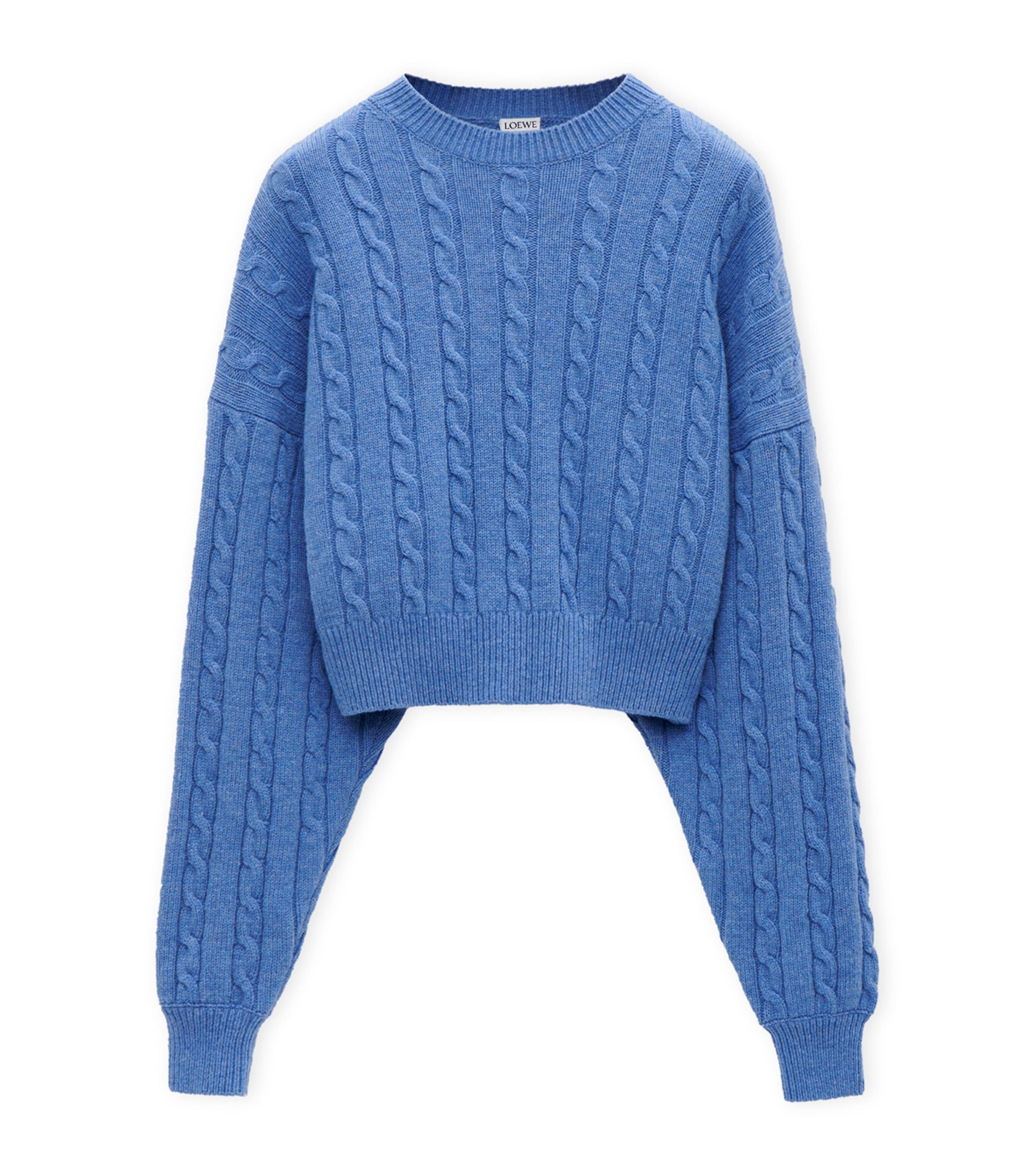 Shop Loewe Wool Cable-knit Sweater In Blue