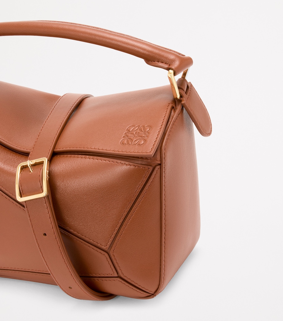 Small Leather Featherlight Puzzle Top-Handle Bag BROWN Image 3