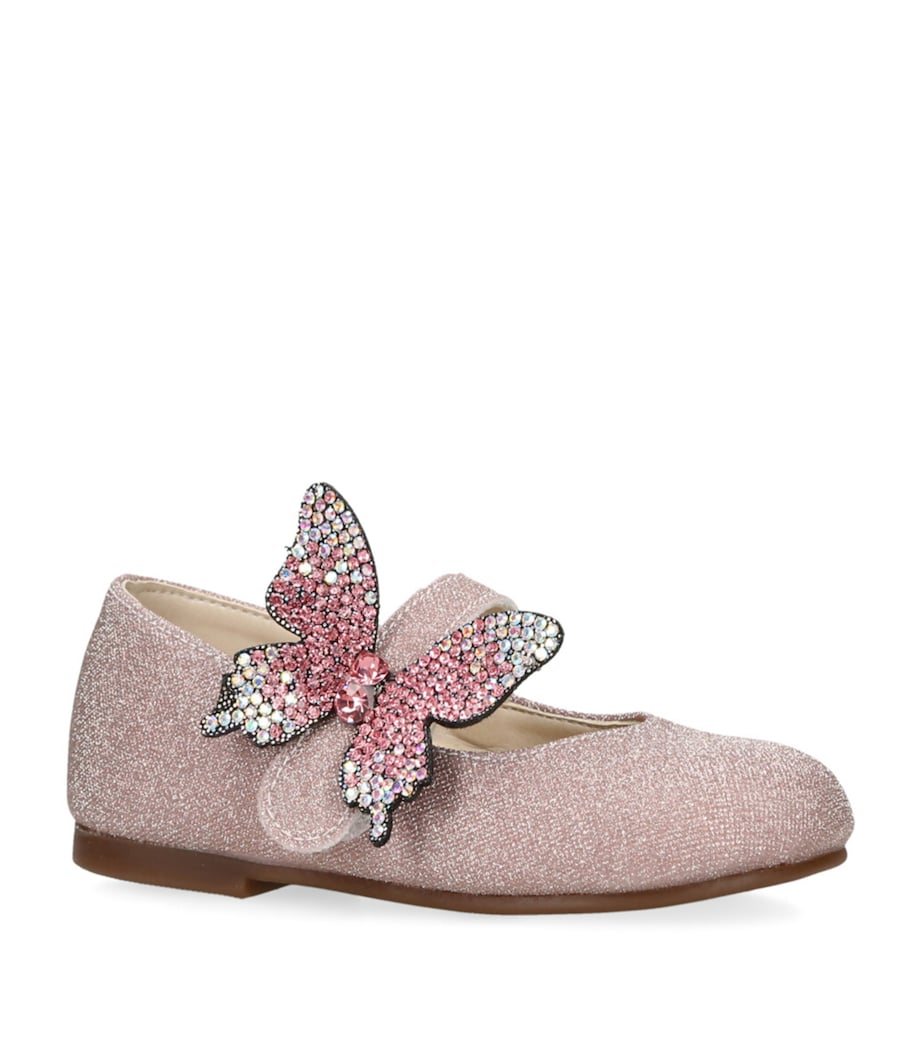 BabyWalker Crystal Butterfly Ballet Flats Pale Pink Image 3