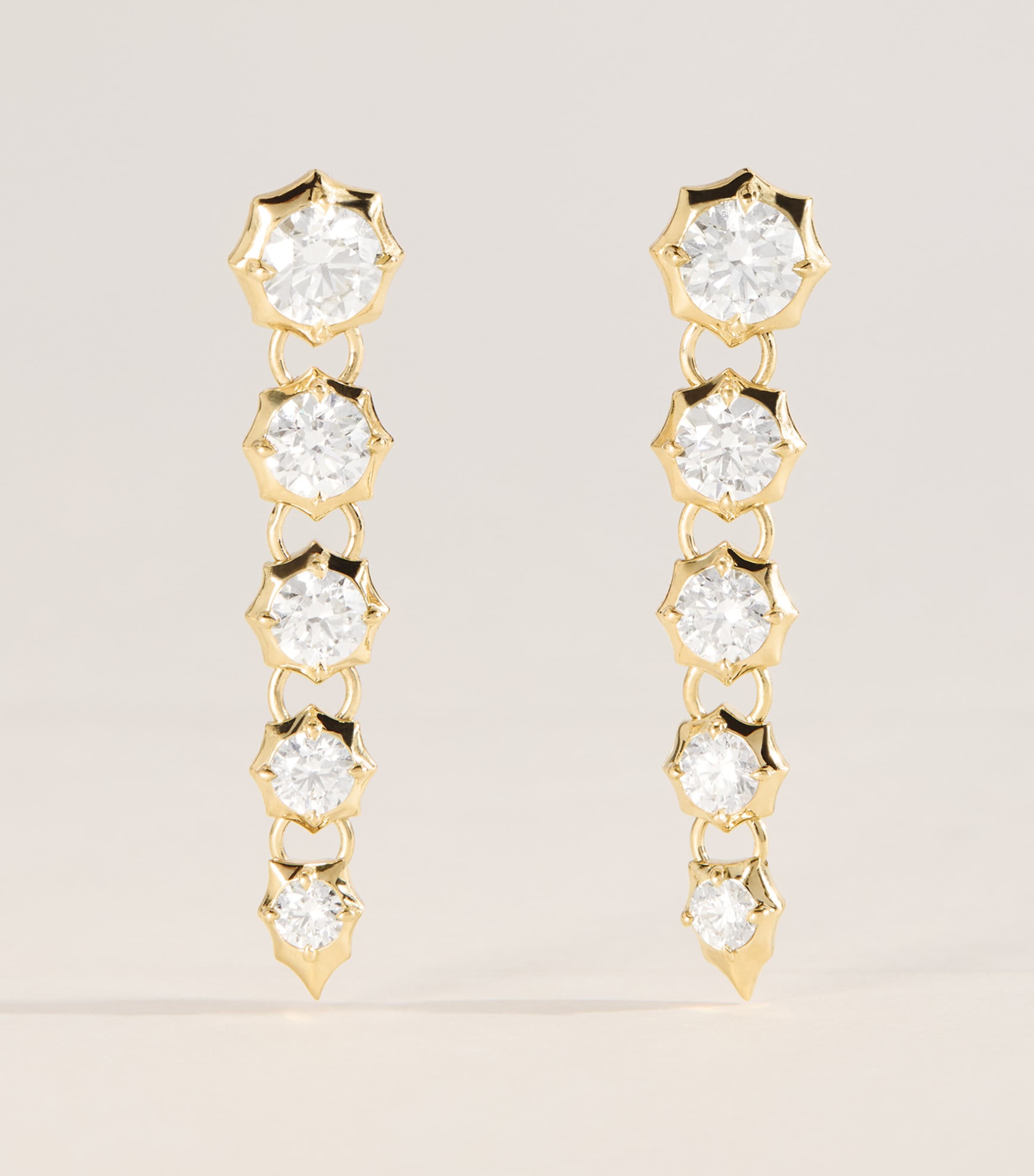 Jade Trau Yellow Gold and Diamond Five-Stone Sophisticate Drop Earrings Yellow Gold Image 1