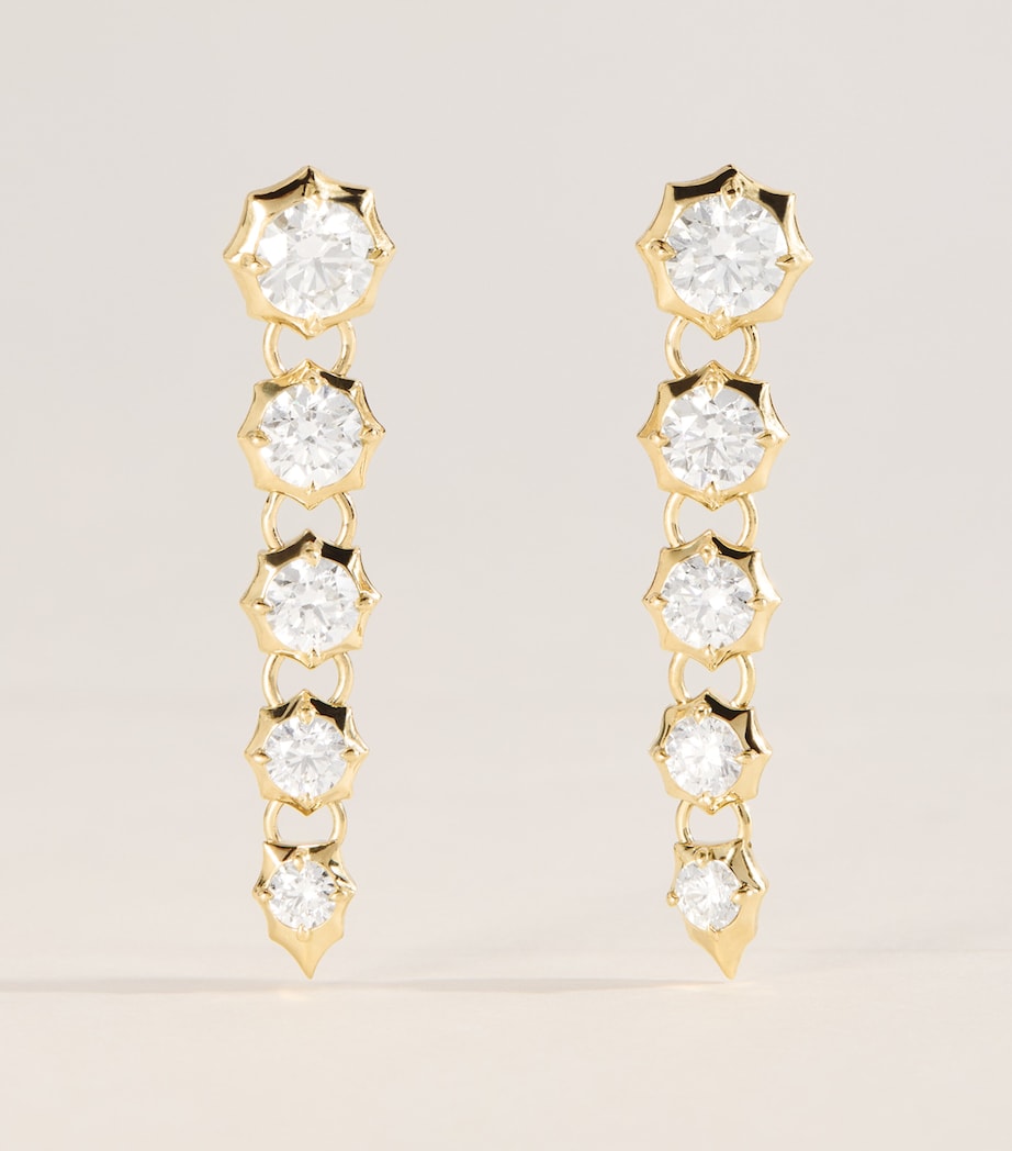 Jade Trau Yellow Gold and Diamond Five-Stone Sophisticate Drop Earrings Yellow Gold Image 1