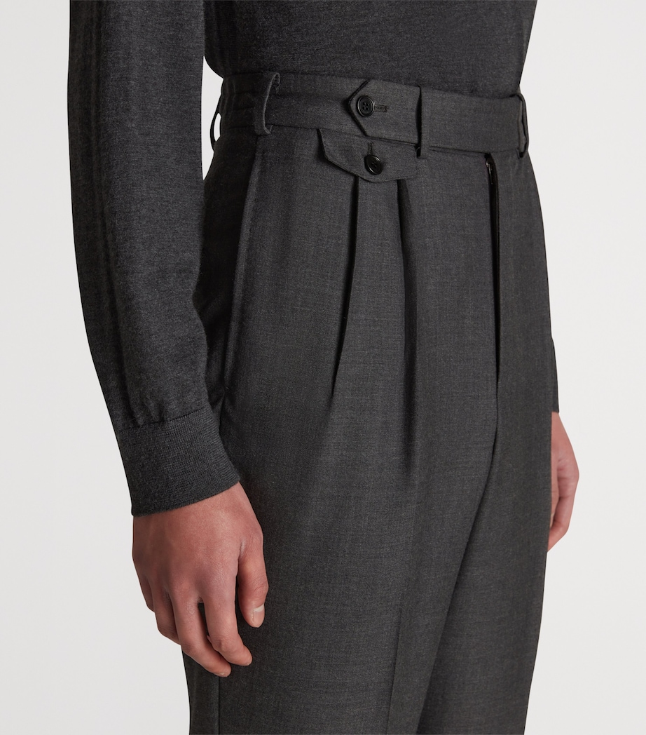 Cashmere Double Pleated Trousers 037MID GREY Image 5