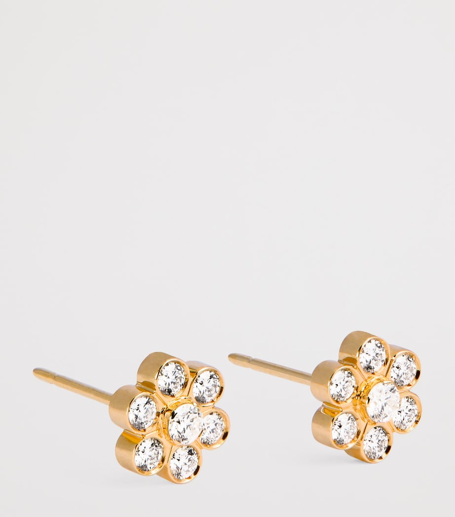 Yellow Gold and Diamond Fleur Stud Earrings YELLOW GOLD Image 2
