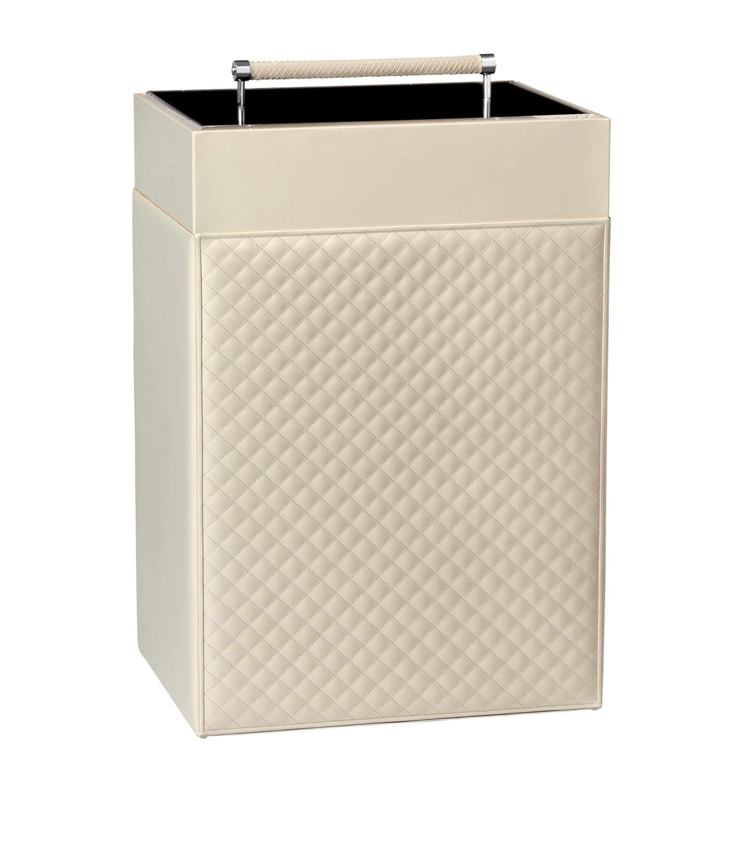Quilted Leather Laundry Basket IVORY Image 1