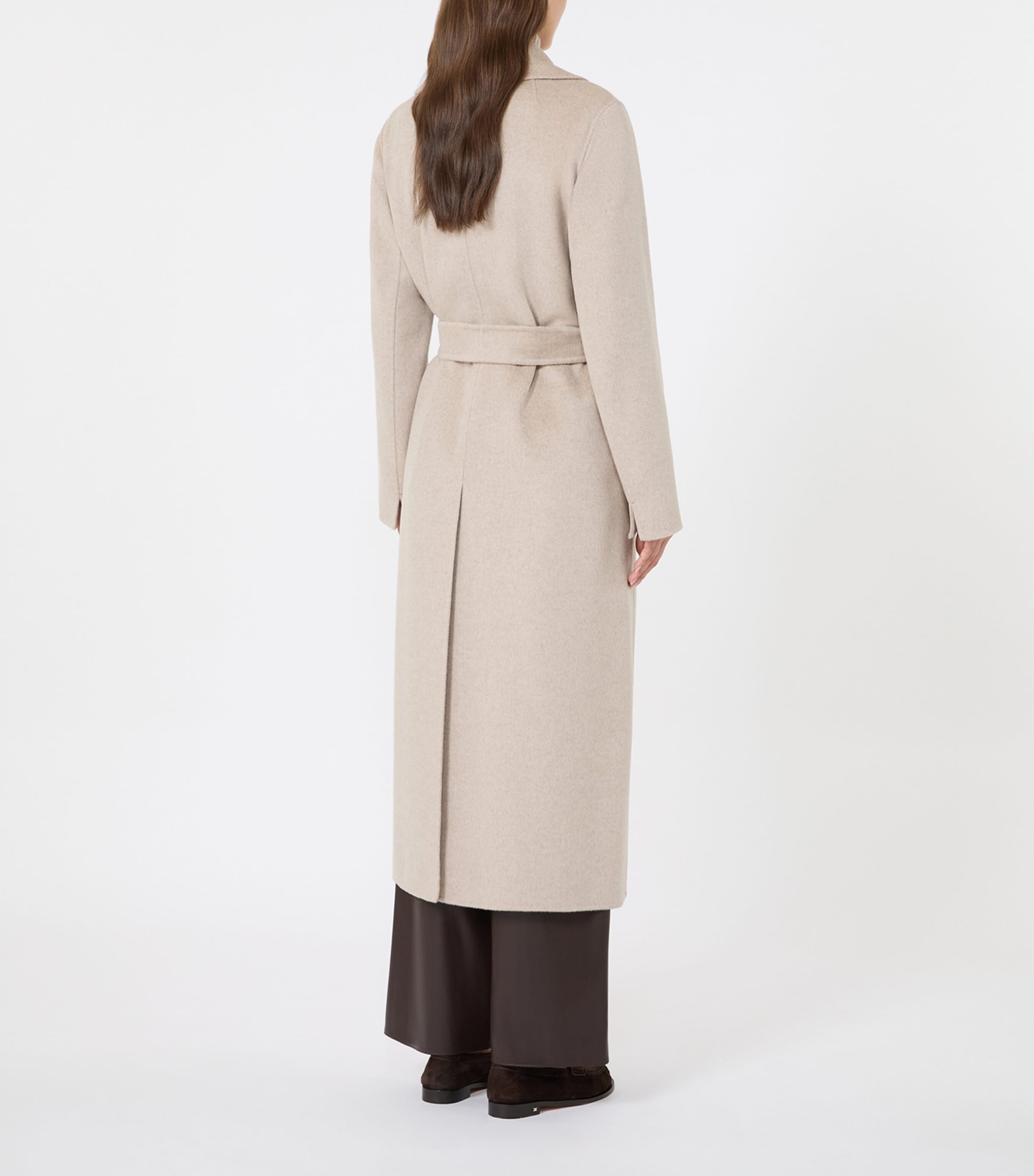 Max Mara Womens Virgin Wool-Cashmere Belted Coat Beige Image 4