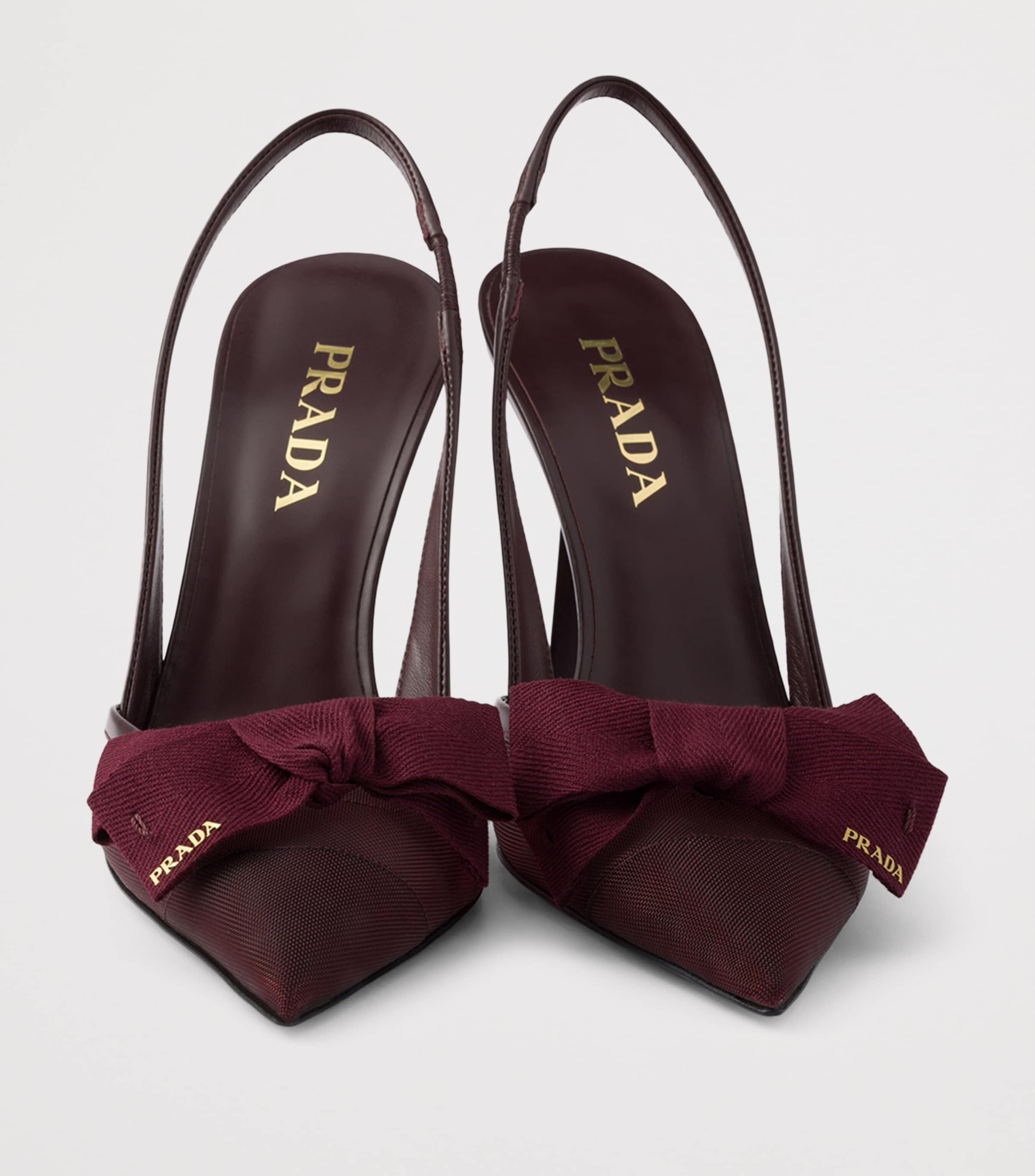 Prada Mesh Bow Slingback Pumps 100 Burgundy Image 5