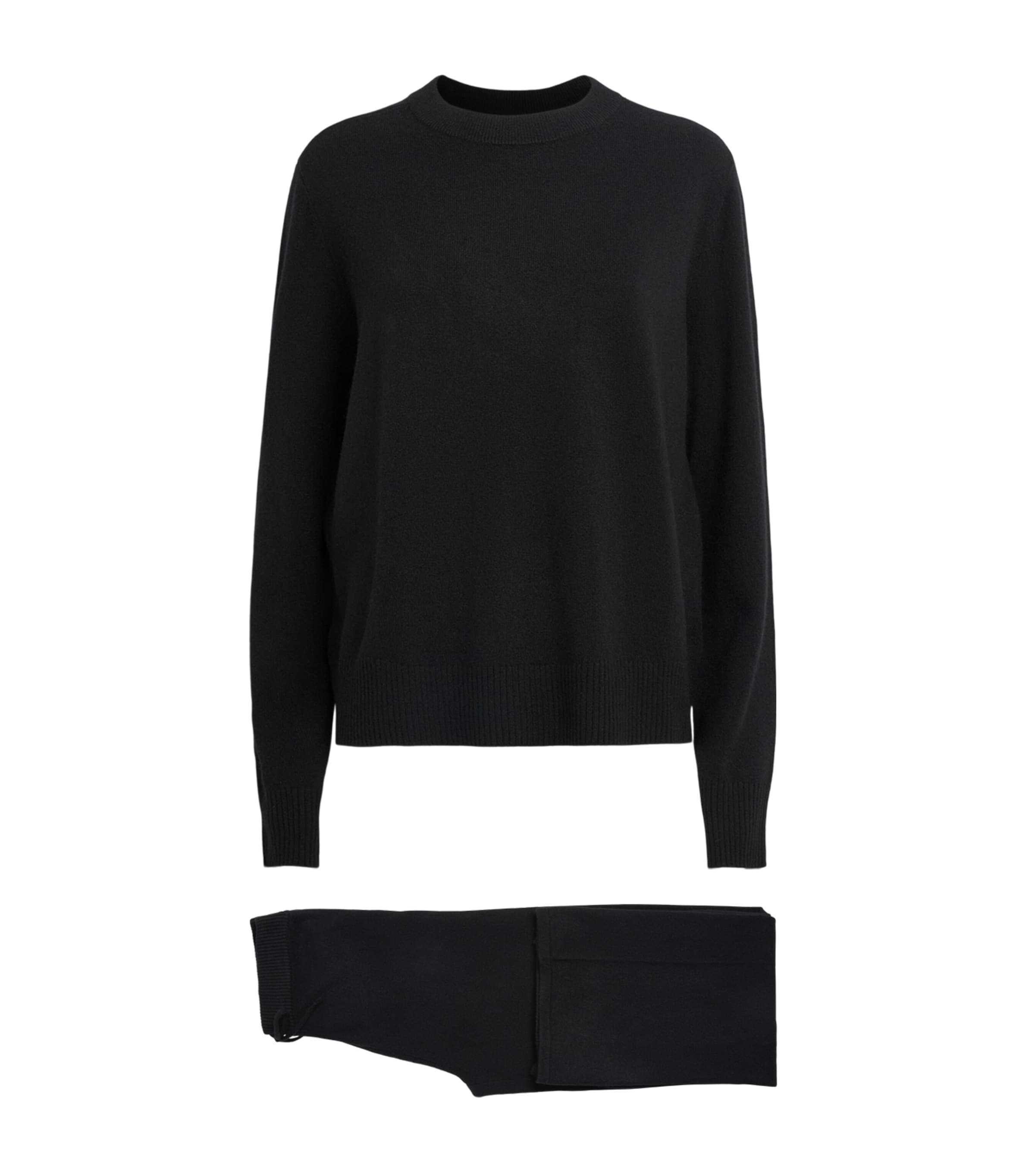 Soft Goat Womens Cashmere Sweater and Trousers Set Black Image 1