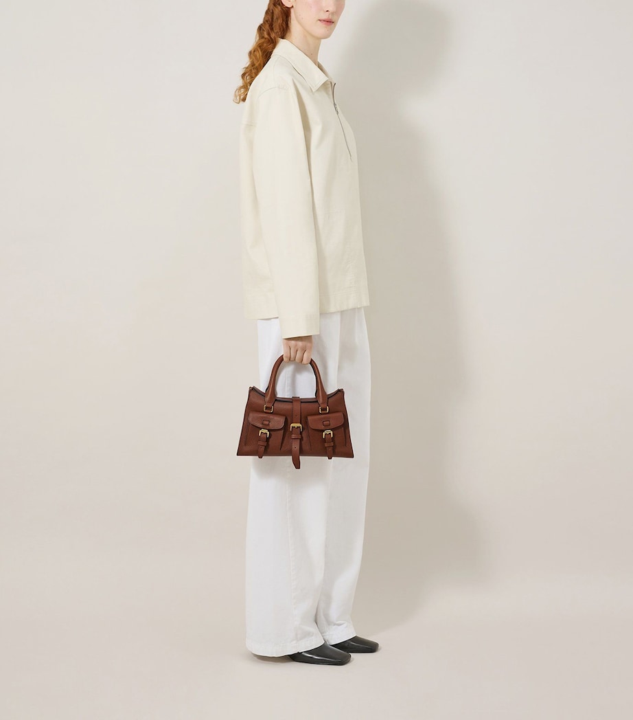Small Leather Roxanne Top-Handle Bag OAK Image 5