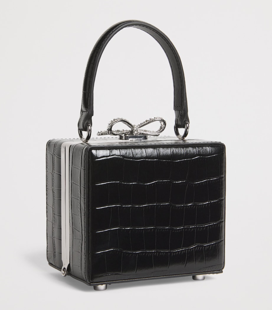 Croc-Embossed Leather Micro Bag BLACK Image 3