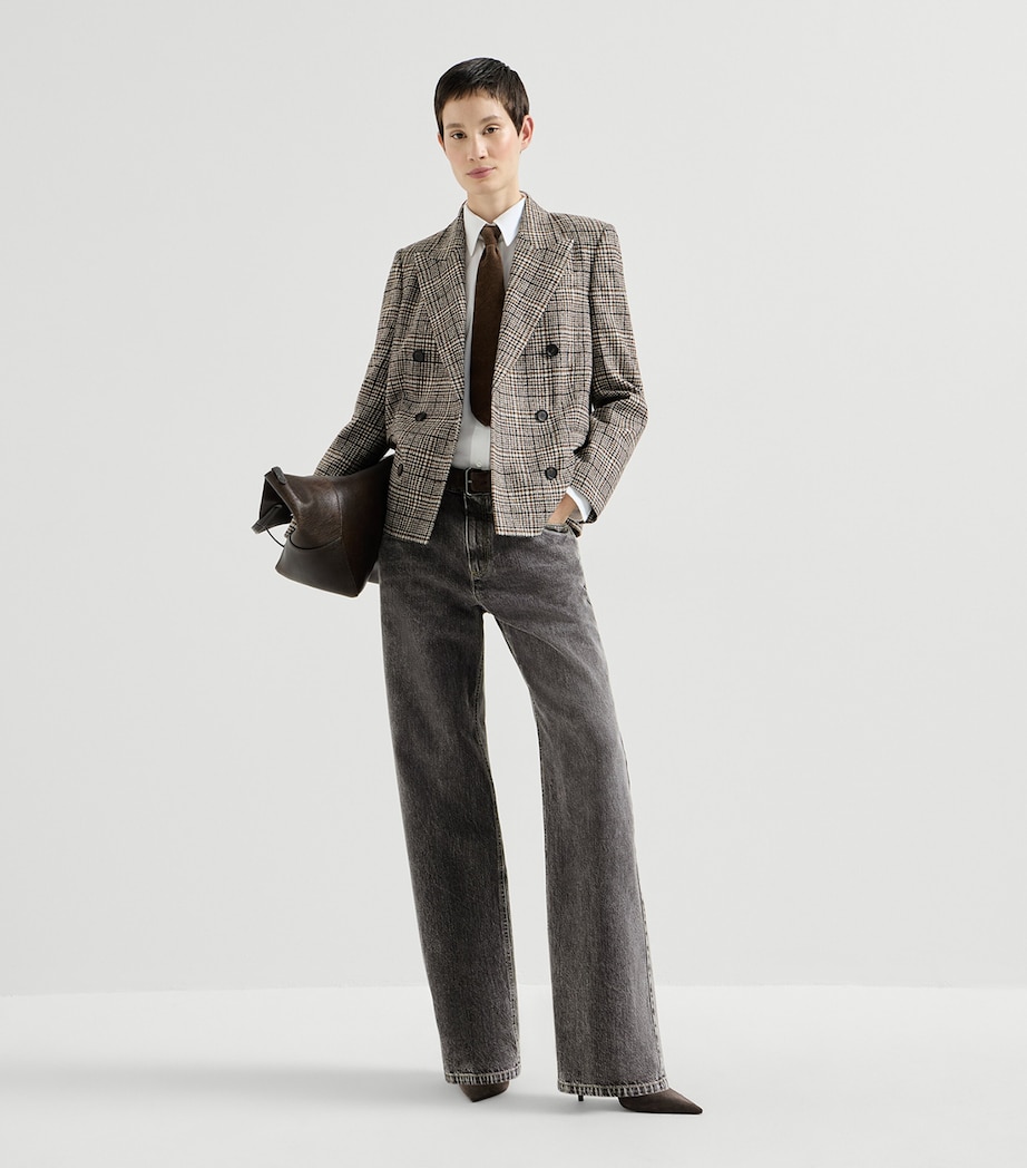 Brunello Cucinelli Womens Alpaca-Blend Check Blazer Image 2