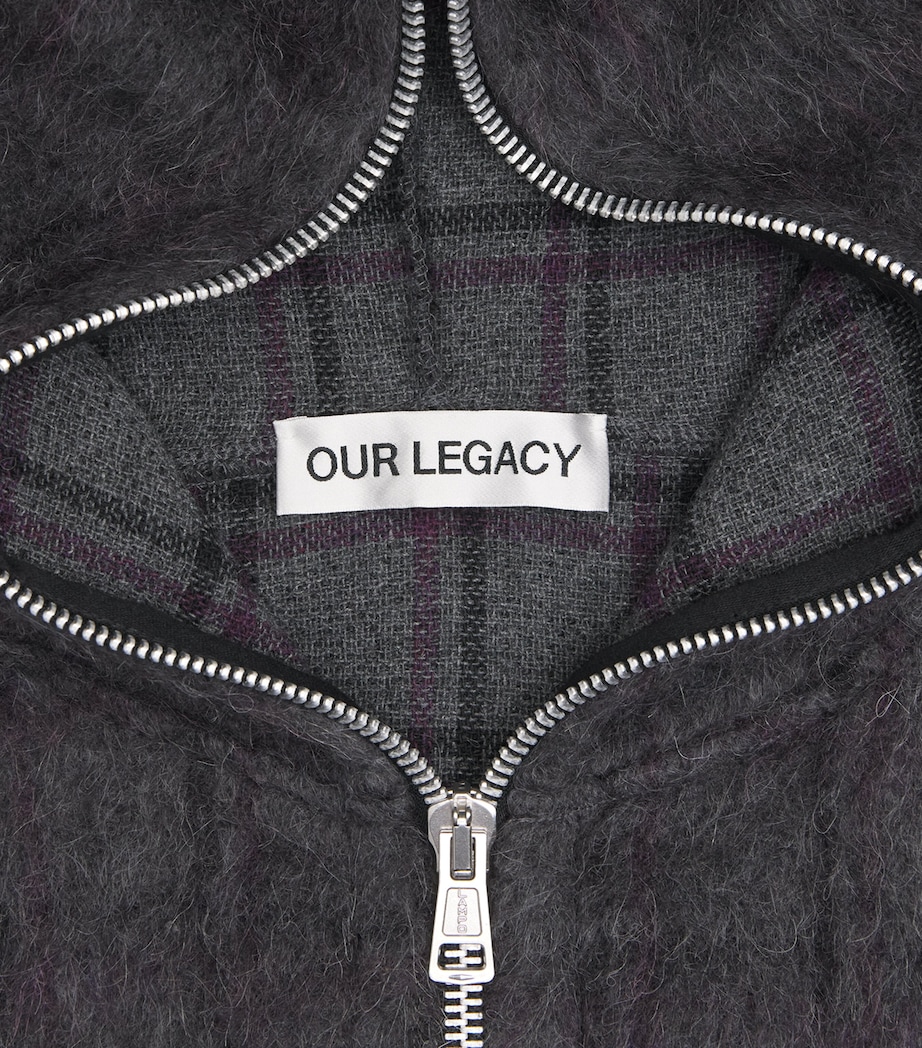 Brushed-Knit Zip Hoodie FUZZED PLUM CHECK Image 5