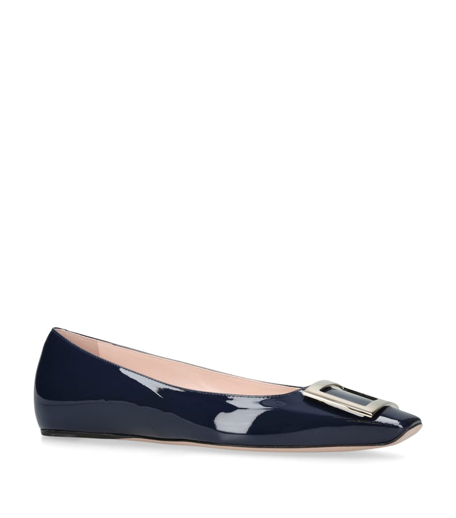 Roger Vivier Patent Quadrata Trompette Ballet Flats Navy Image 3