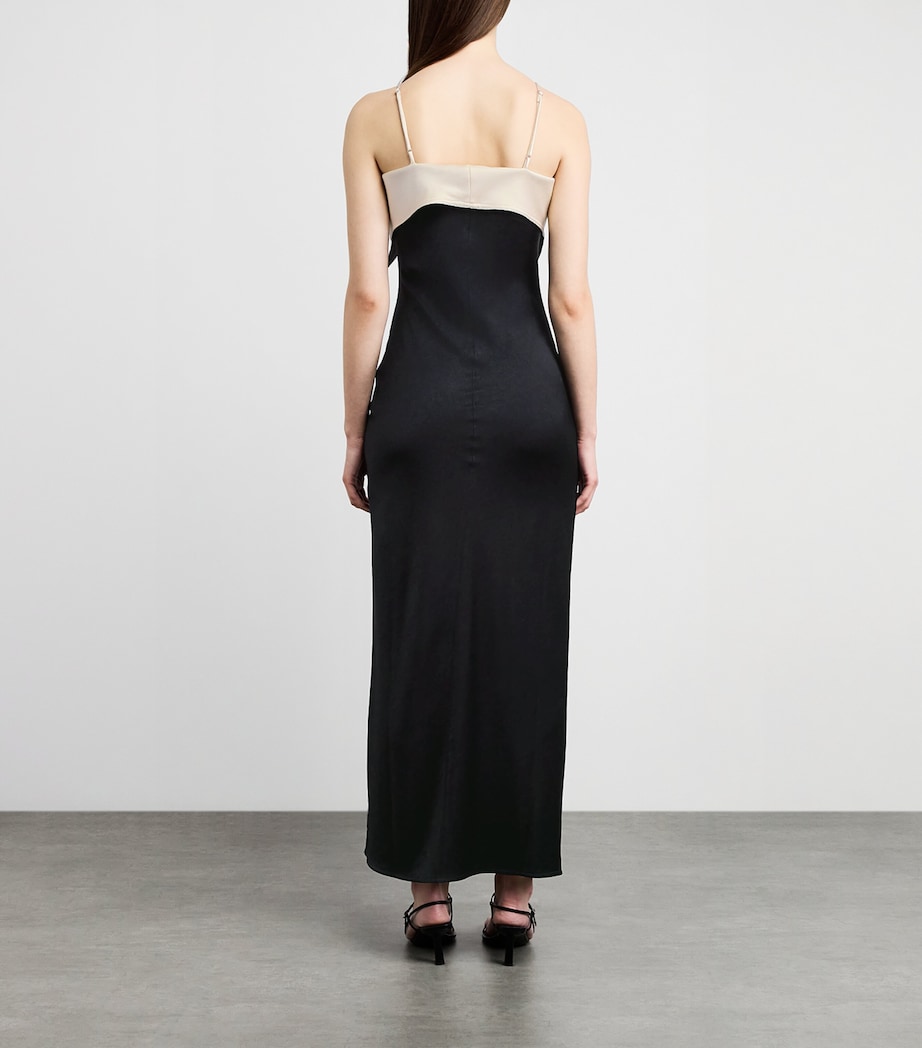 Nanushka Womens Satin Nelma Maxi Dress Black/ecru Image 4