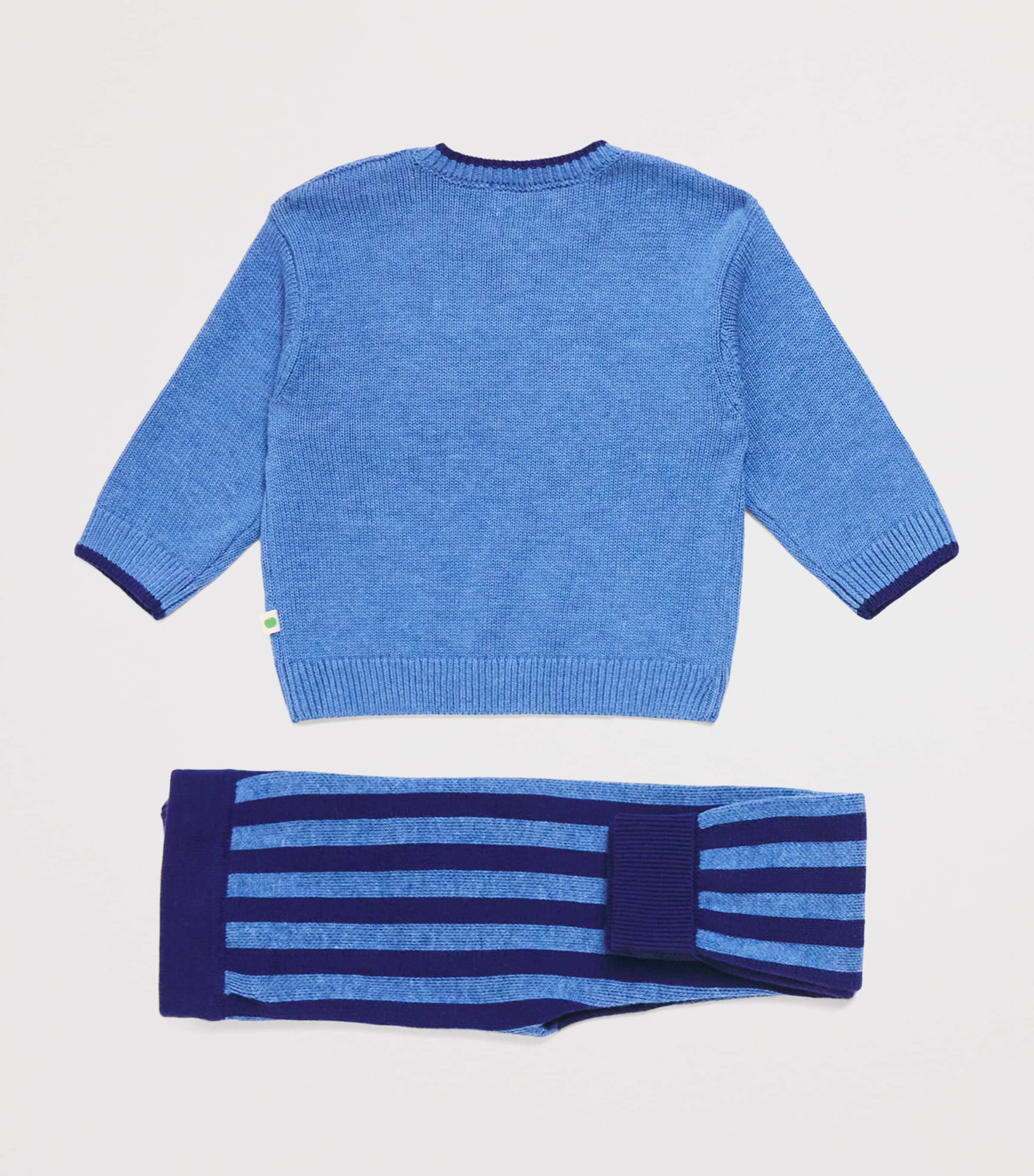 the bonnie mob Apple Knit Sweater and Leggings Set (0-24 Months) Dusty Blue Image 2